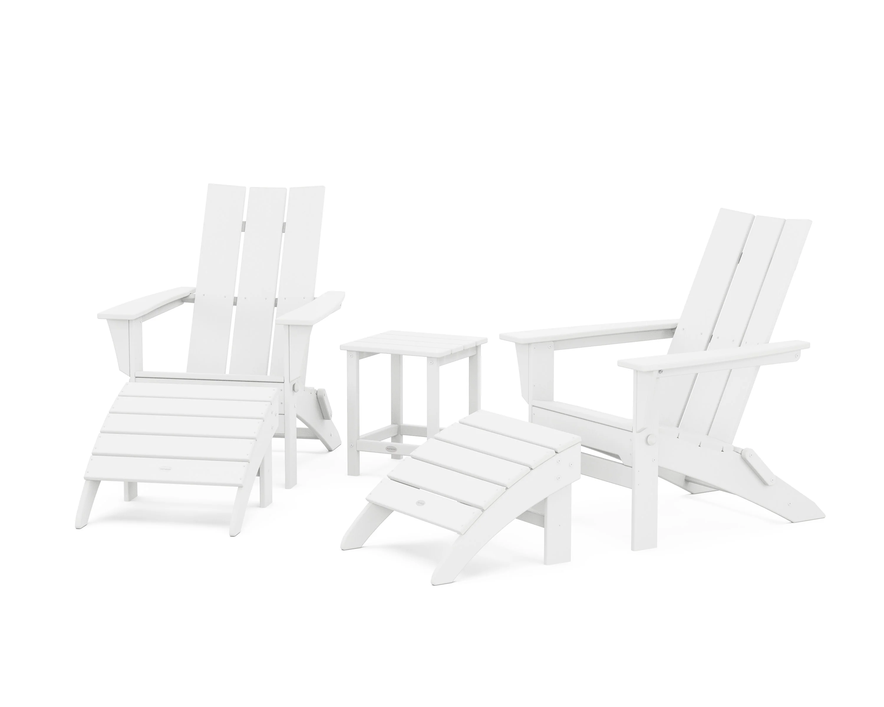 Modern Folding Adirondack Chair 5-Piece Set with Ottomans and 18" Side Table - Image 6