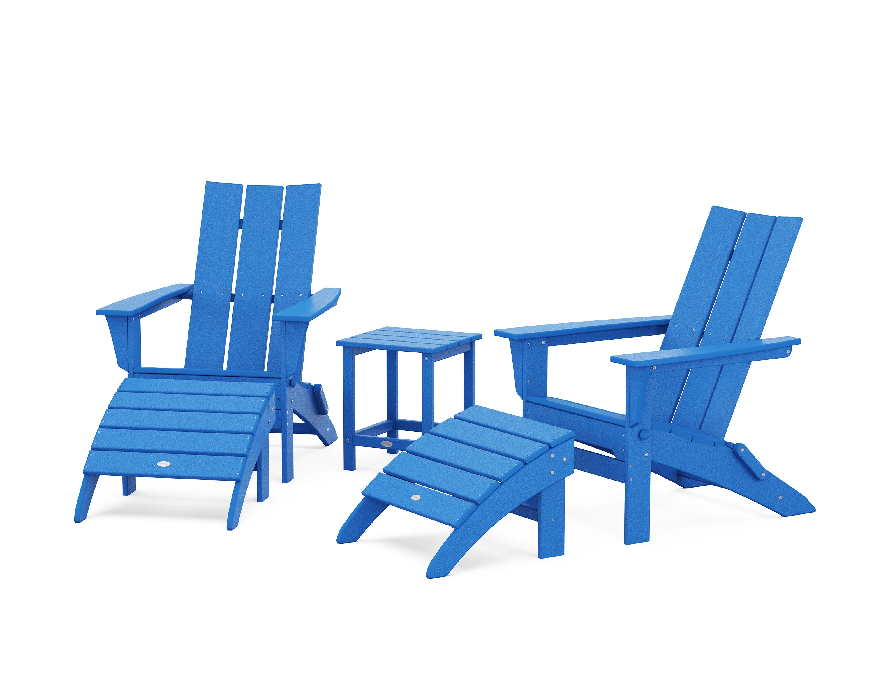 Modern Folding Adirondack Chair 5-Piece Set with Ottomans and 18" Side Table - Image 7