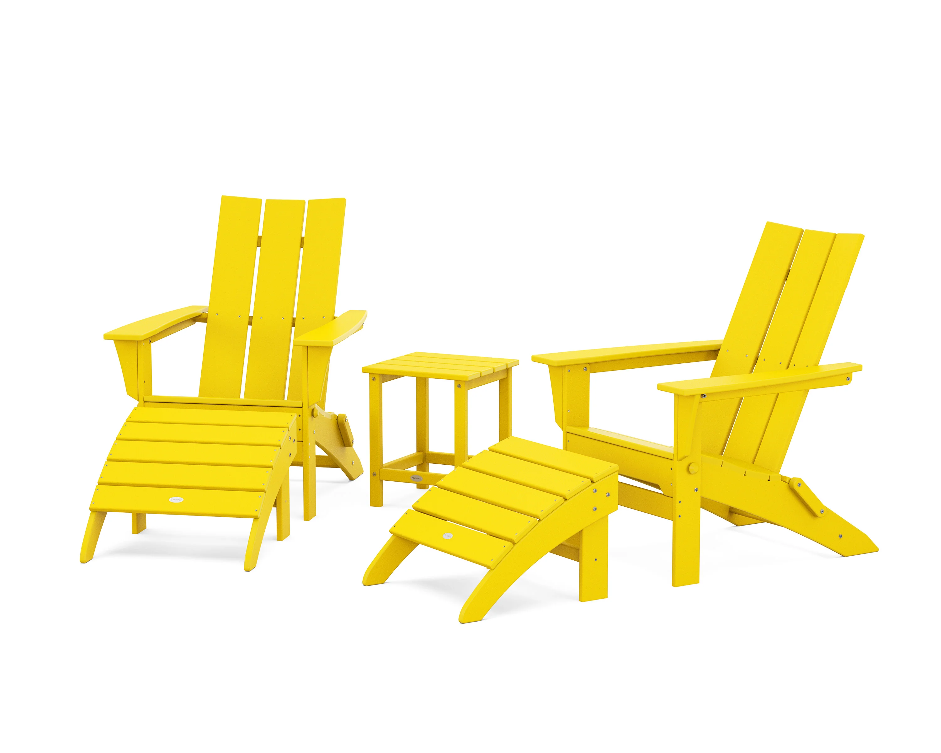 Modern Folding Adirondack Chair 5-Piece Set with Ottomans and 18" Side Table - Image 8