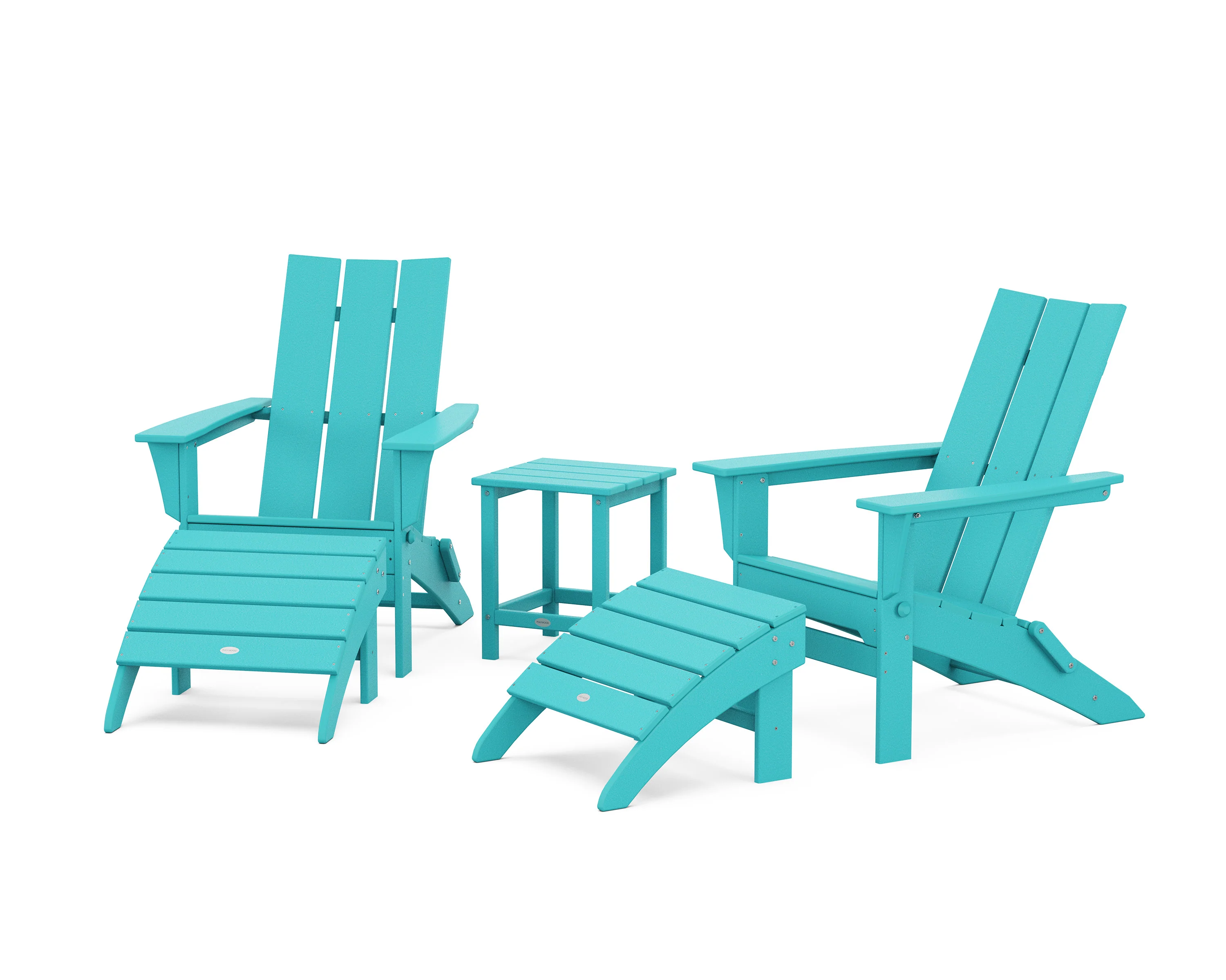 Modern Folding Adirondack Chair 5-Piece Set with Ottomans and 18" Side Table - Image 9