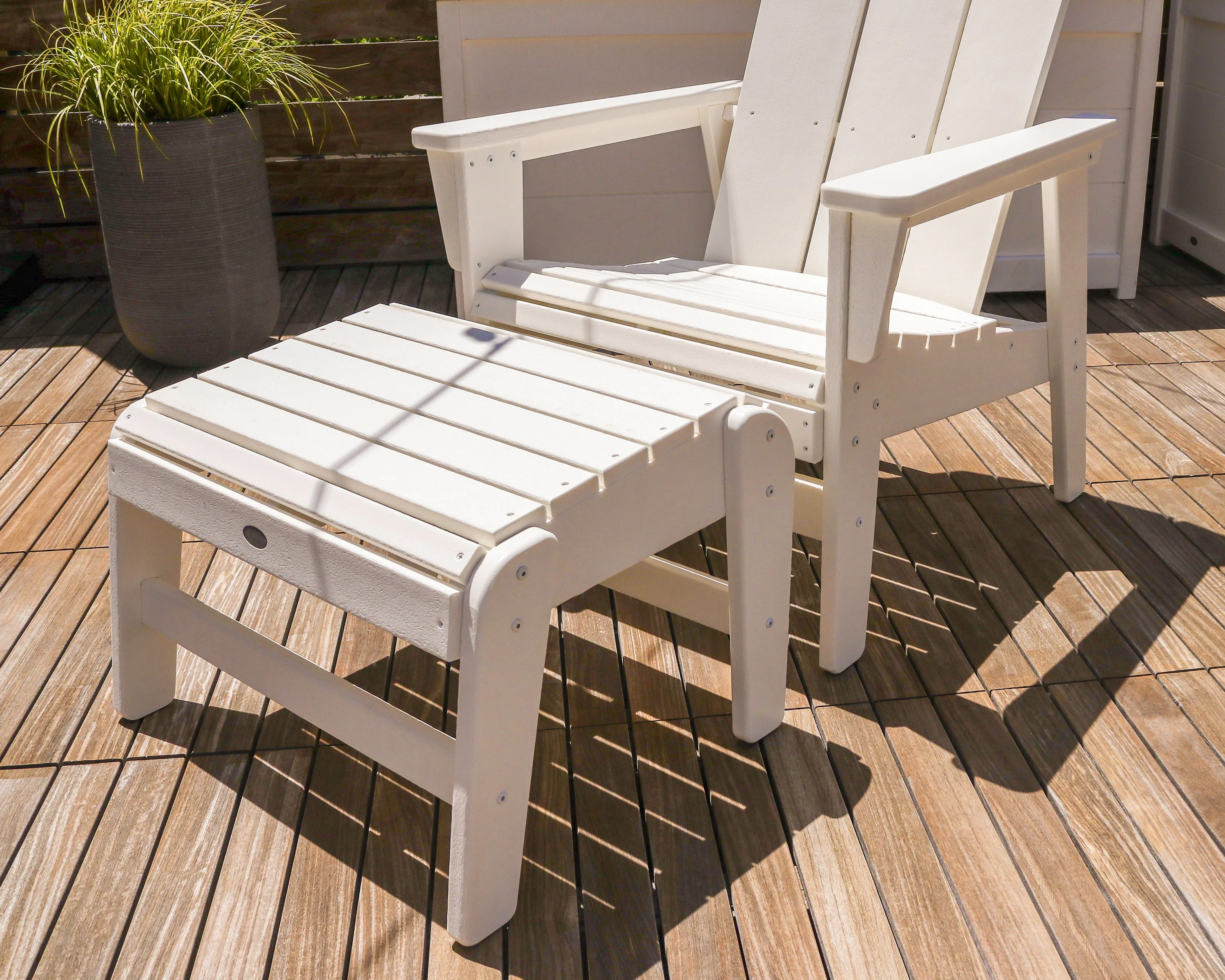 Modern Grand Upright Adirondack Chair with Ottoman - Image 3