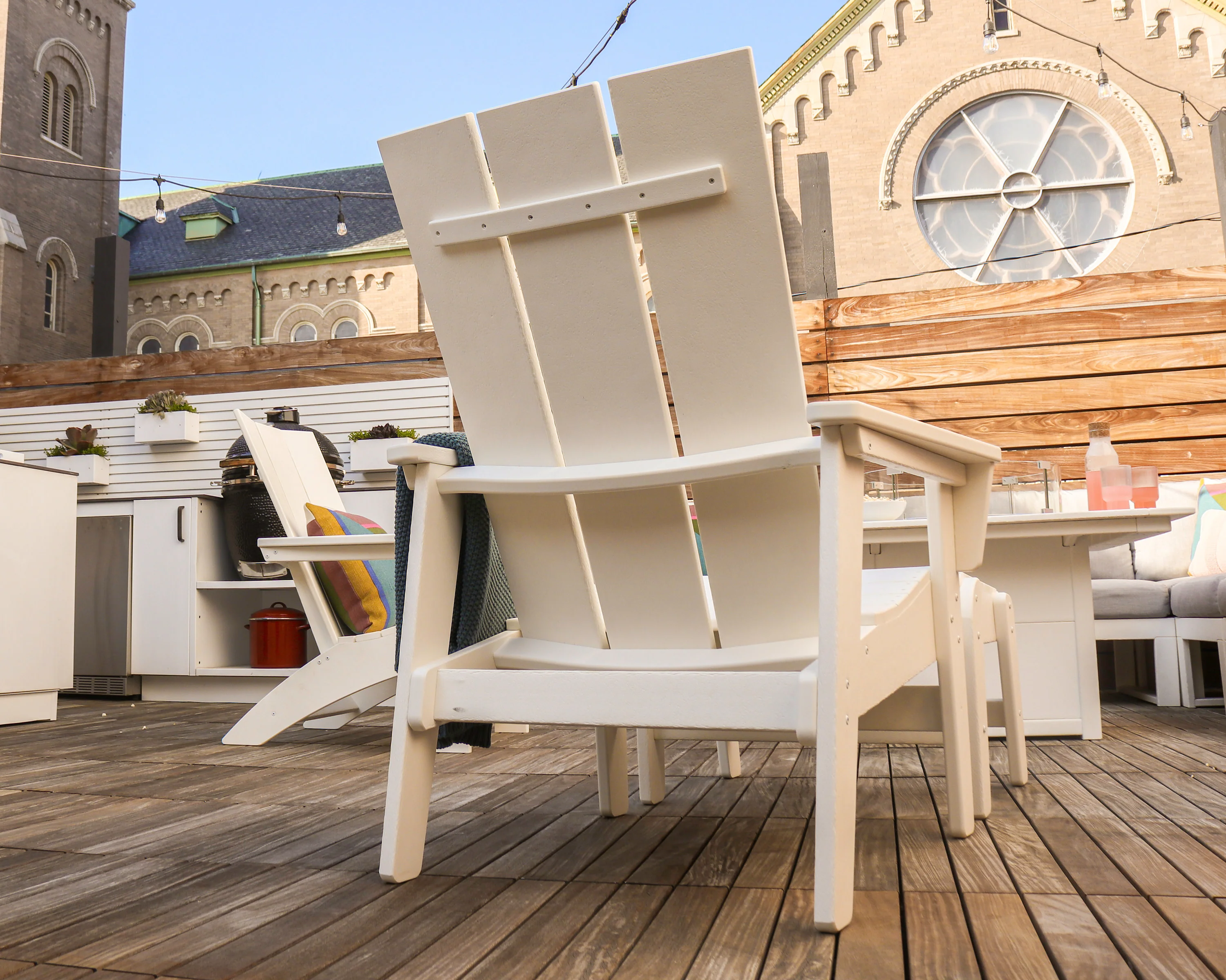 Modern Grand Upright Adirondack Chair with Ottoman - Image 4