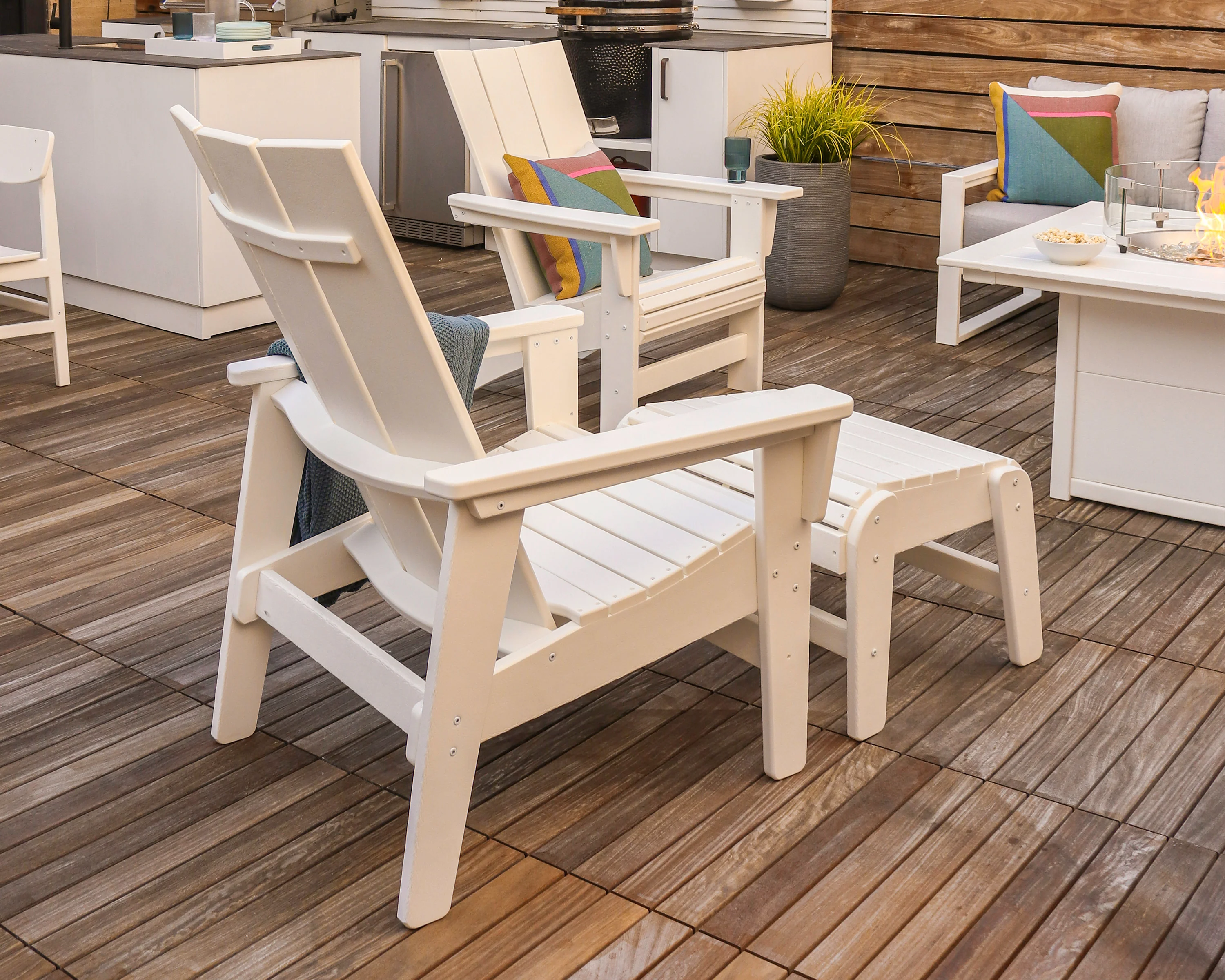 Modern Grand Upright Adirondack Chair with Ottoman - Image 5