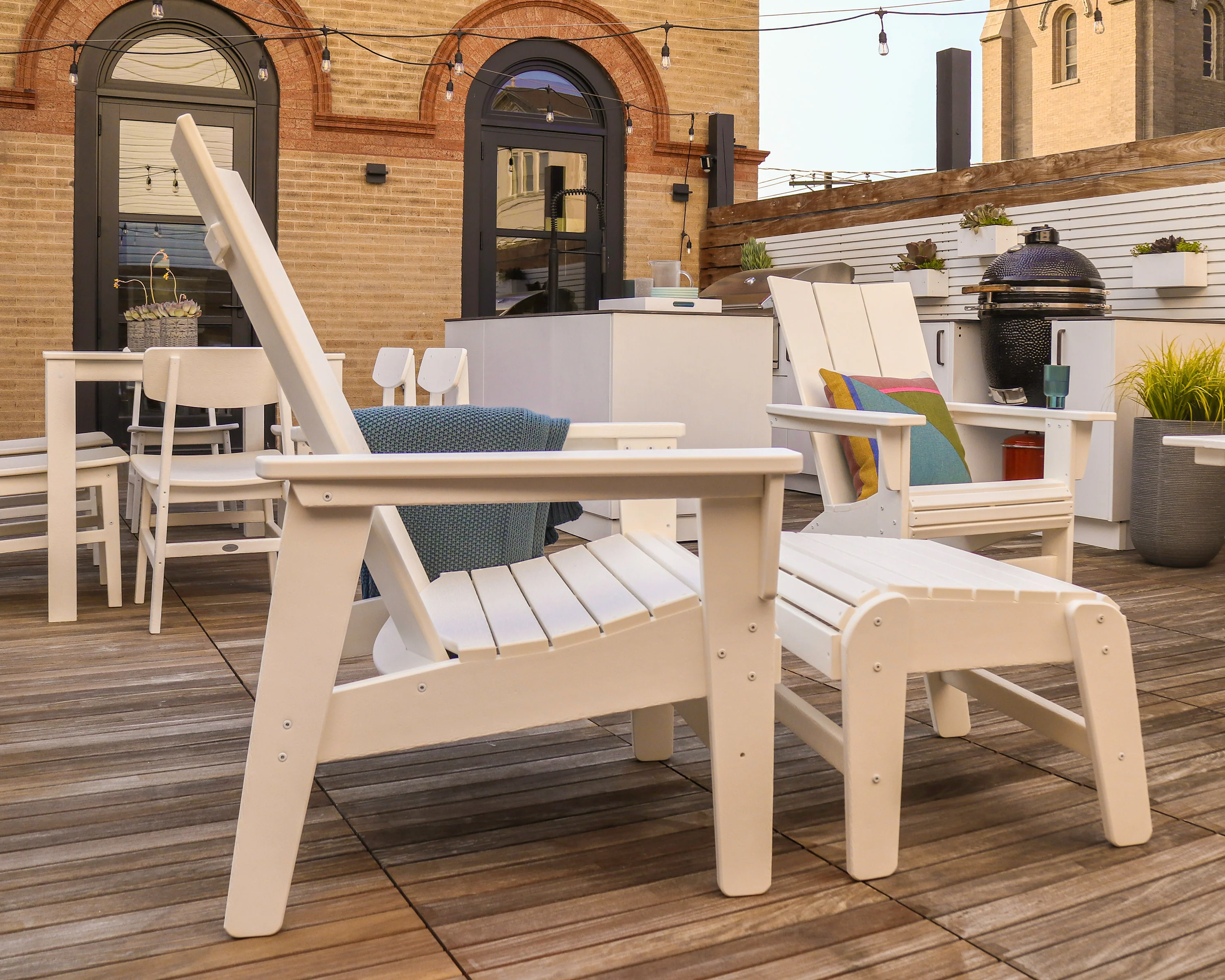 Modern Grand Upright Adirondack Chair with Ottoman - Image 6