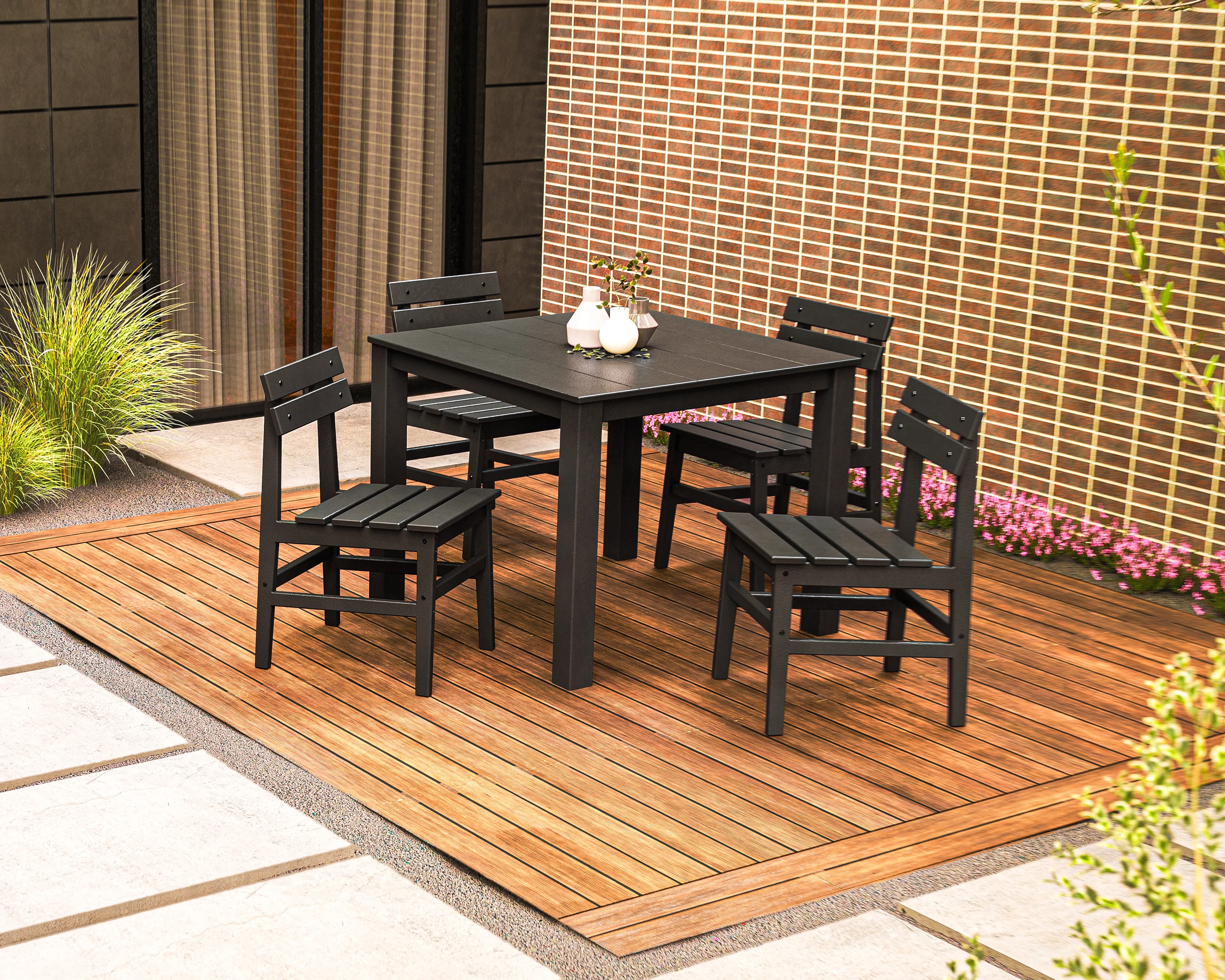 Modern Studio Plaza Chair 5-Piece Parsons Dining Set - Image 3