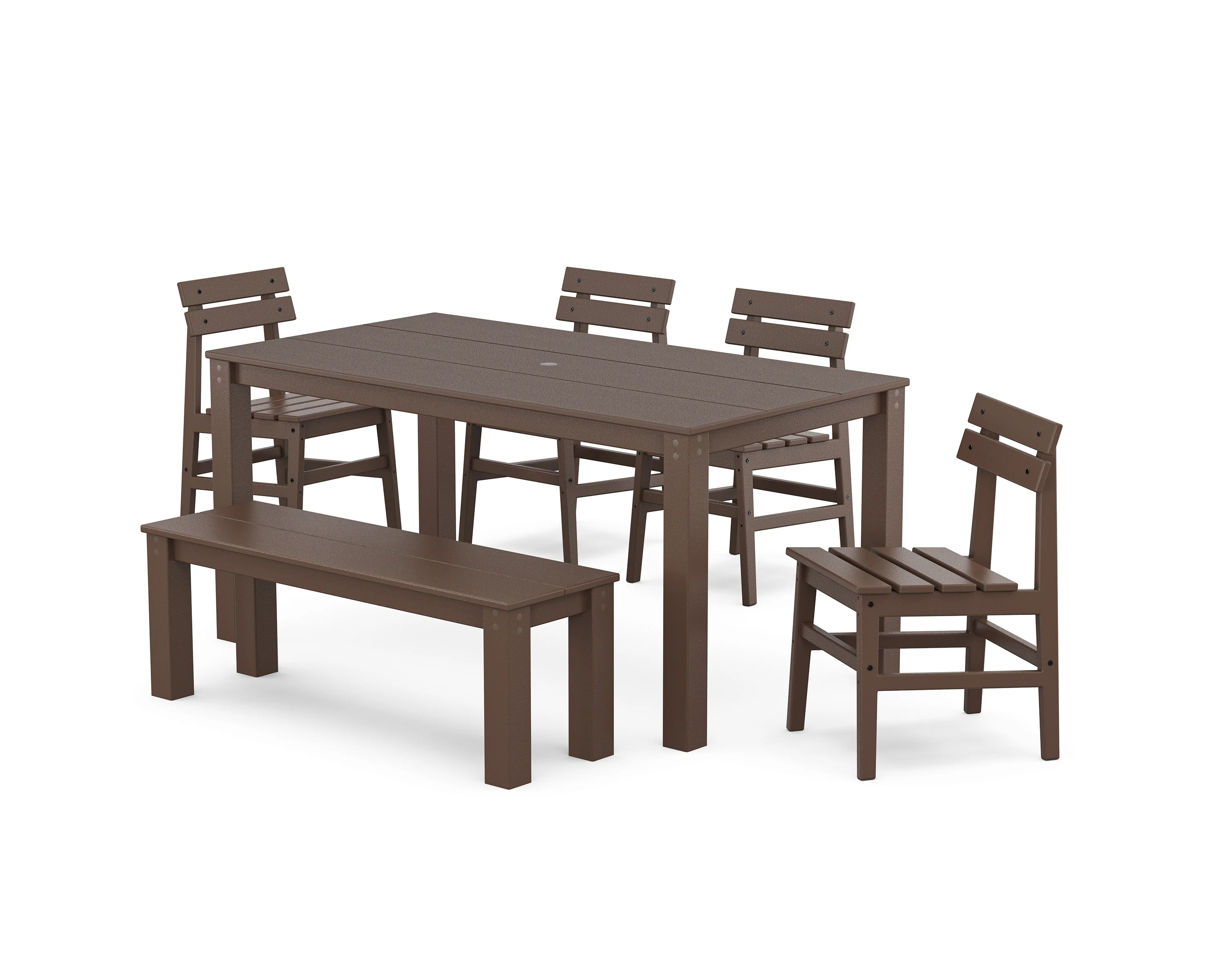 Modern Studio Plaza Chair 6-Piece Parsons Dining Set with Bench - Image 3