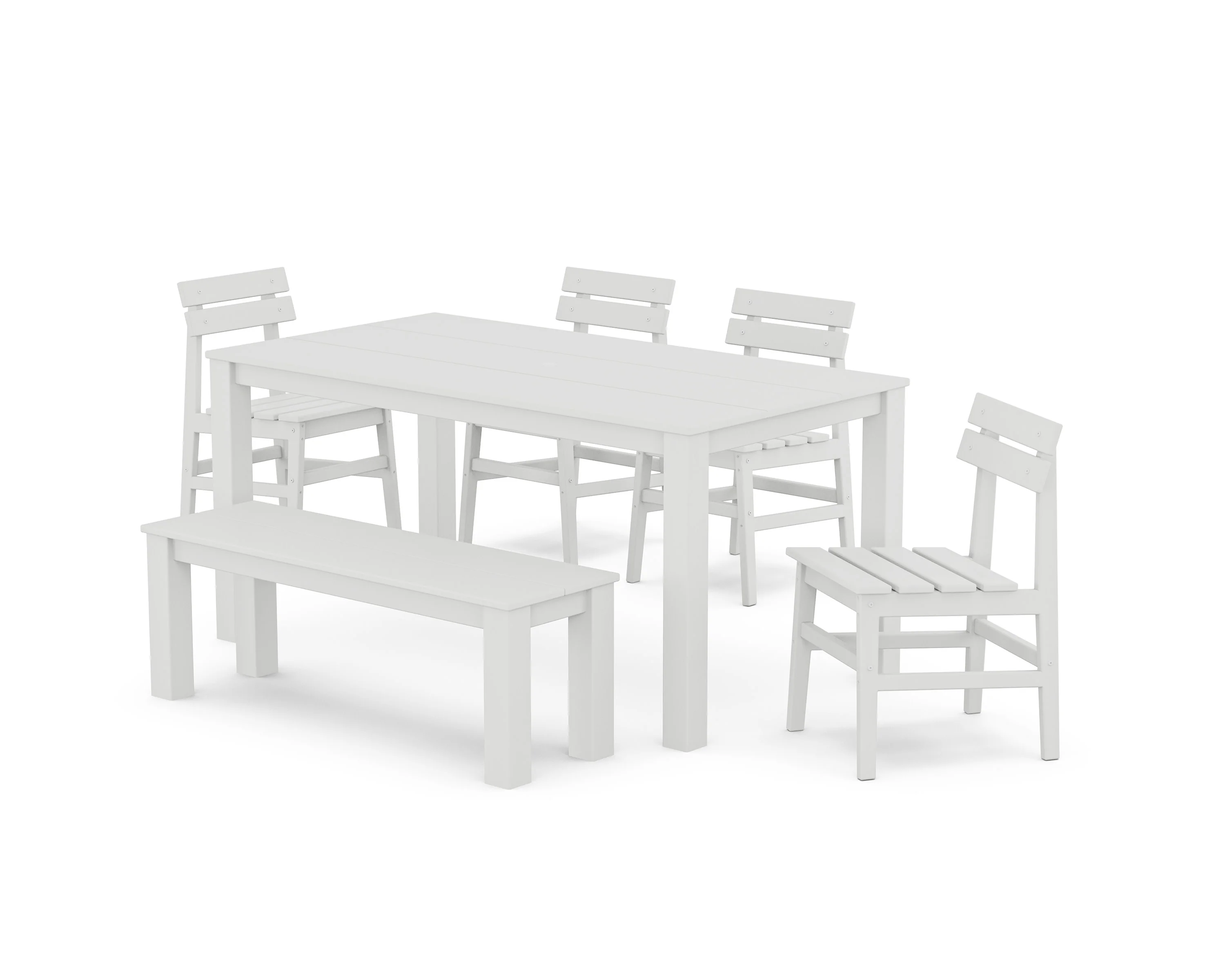 Modern Studio Plaza Chair 6-Piece Parsons Dining Set with Bench - Image 4