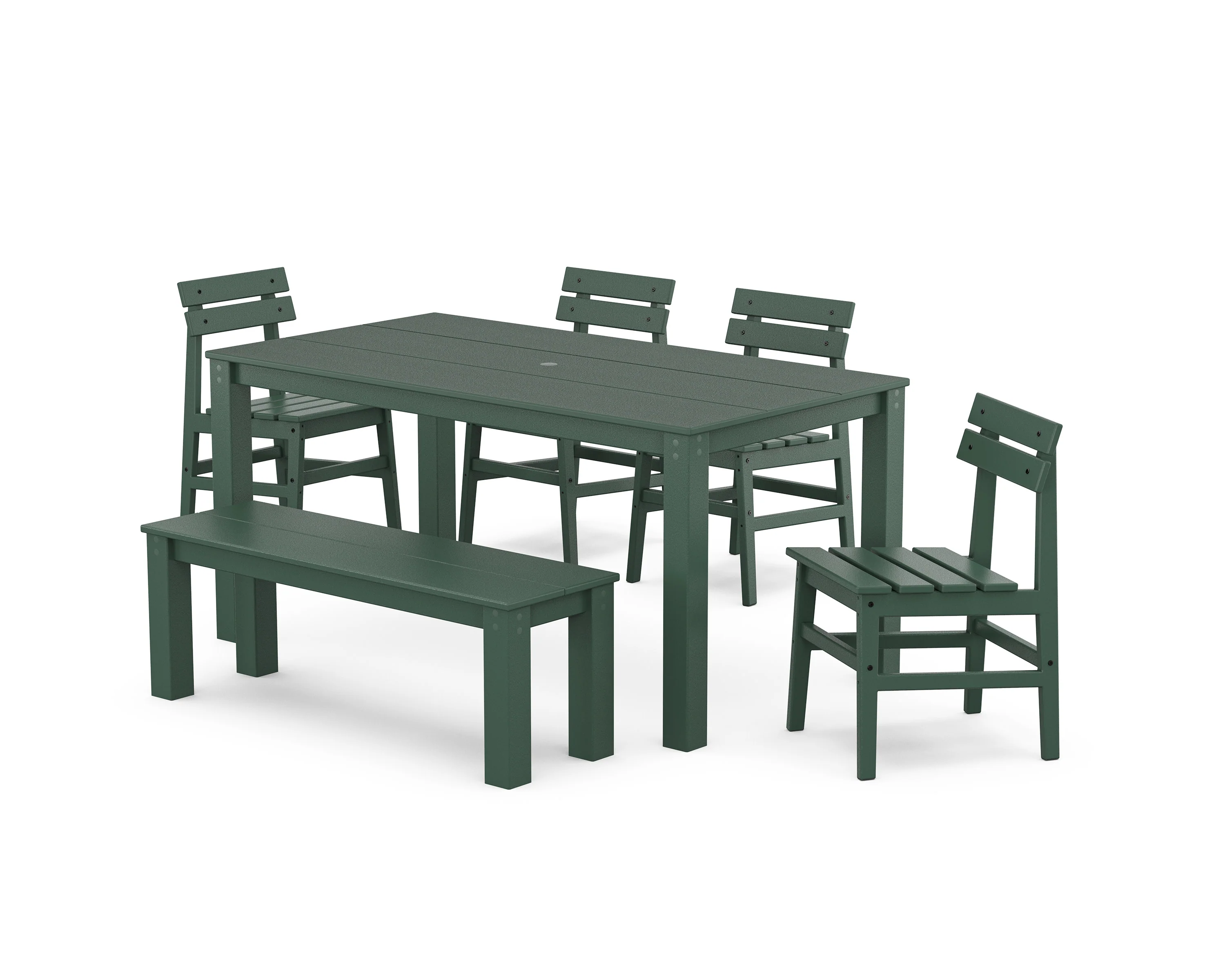 Modern Studio Plaza Chair 6-Piece Parsons Dining Set with Bench - Image 5