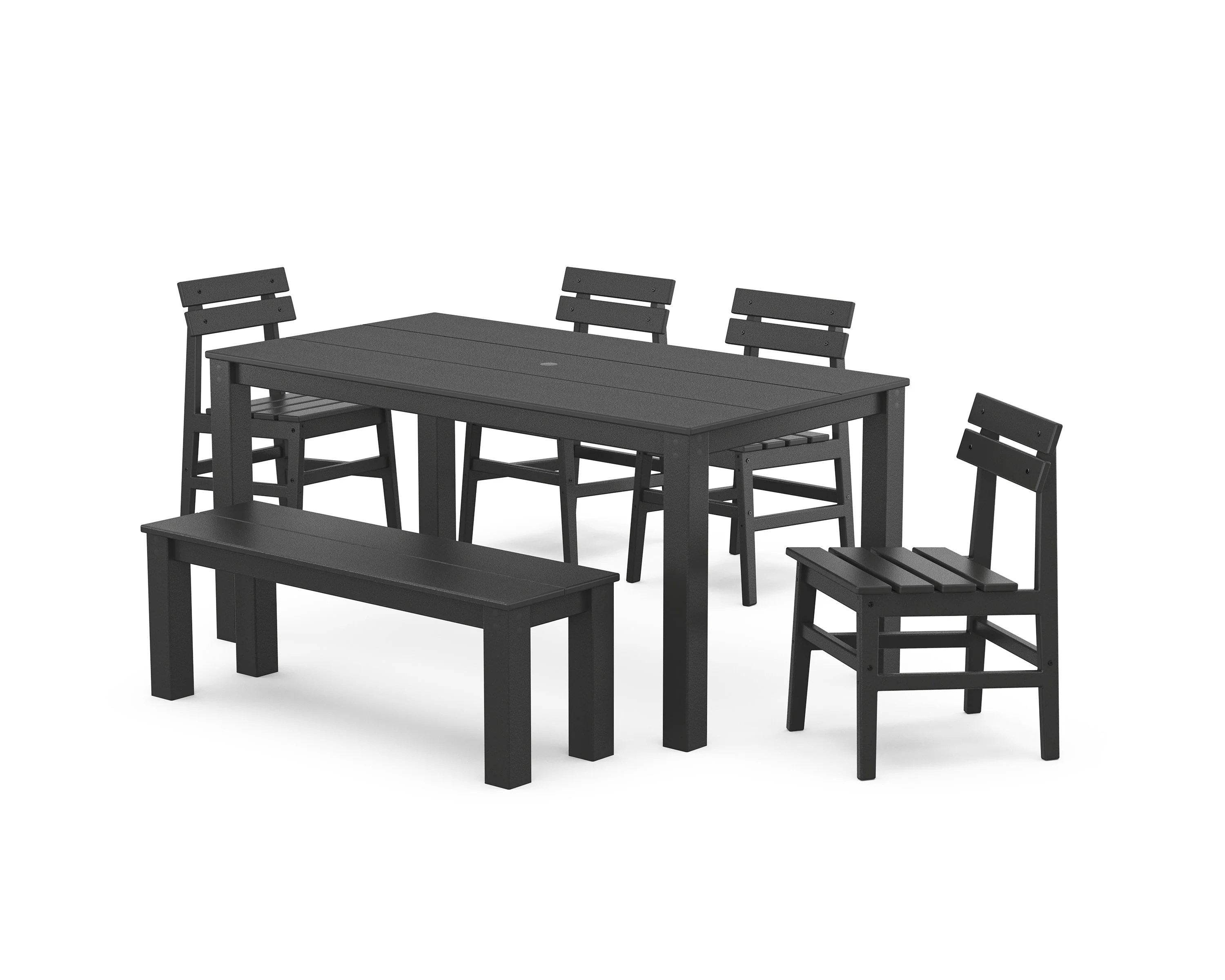 Modern Studio Plaza Chair 6-Piece Parsons Dining Set with Bench - Image 7