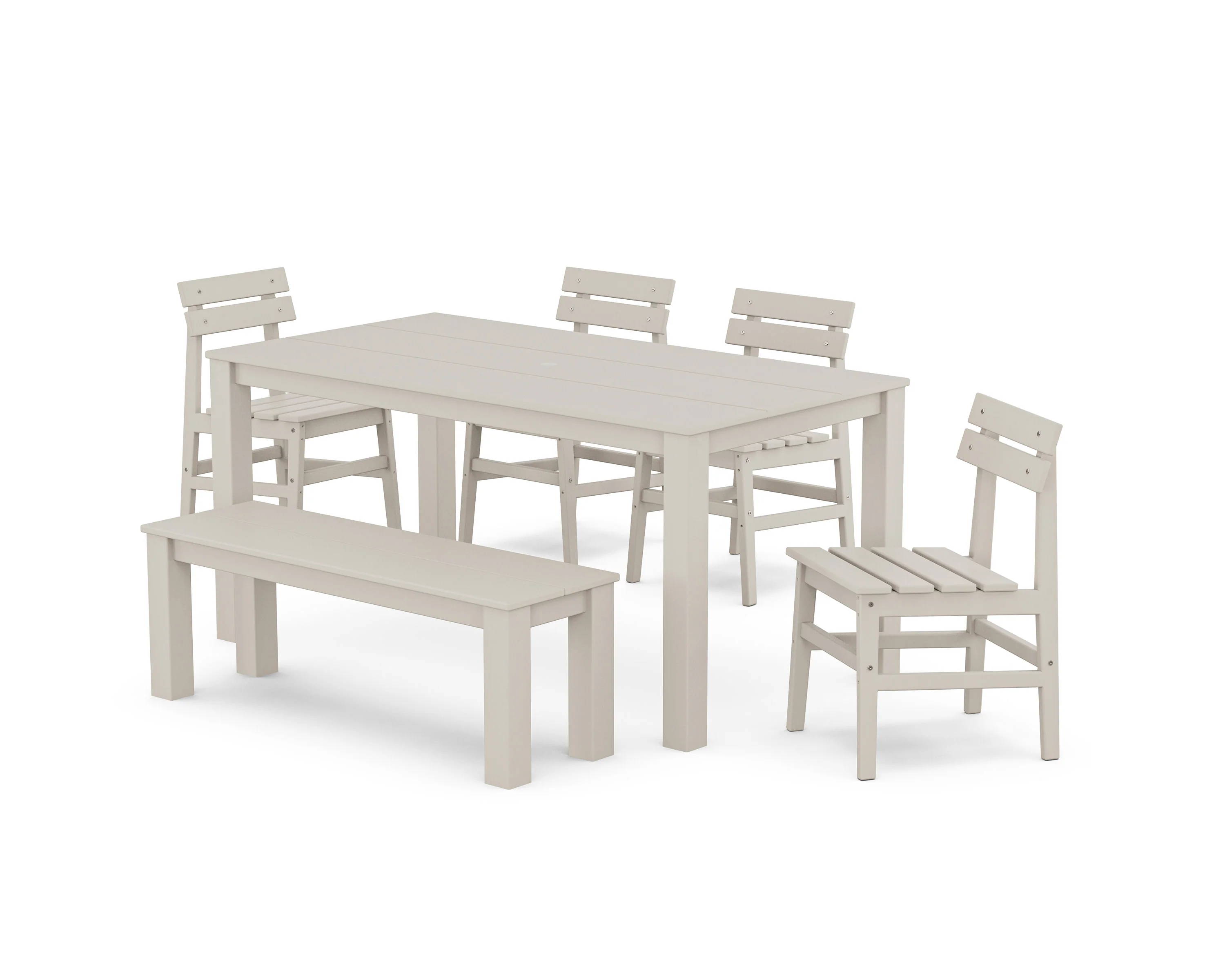Modern Studio Plaza Chair 6-Piece Parsons Dining Set with Bench - Image 8