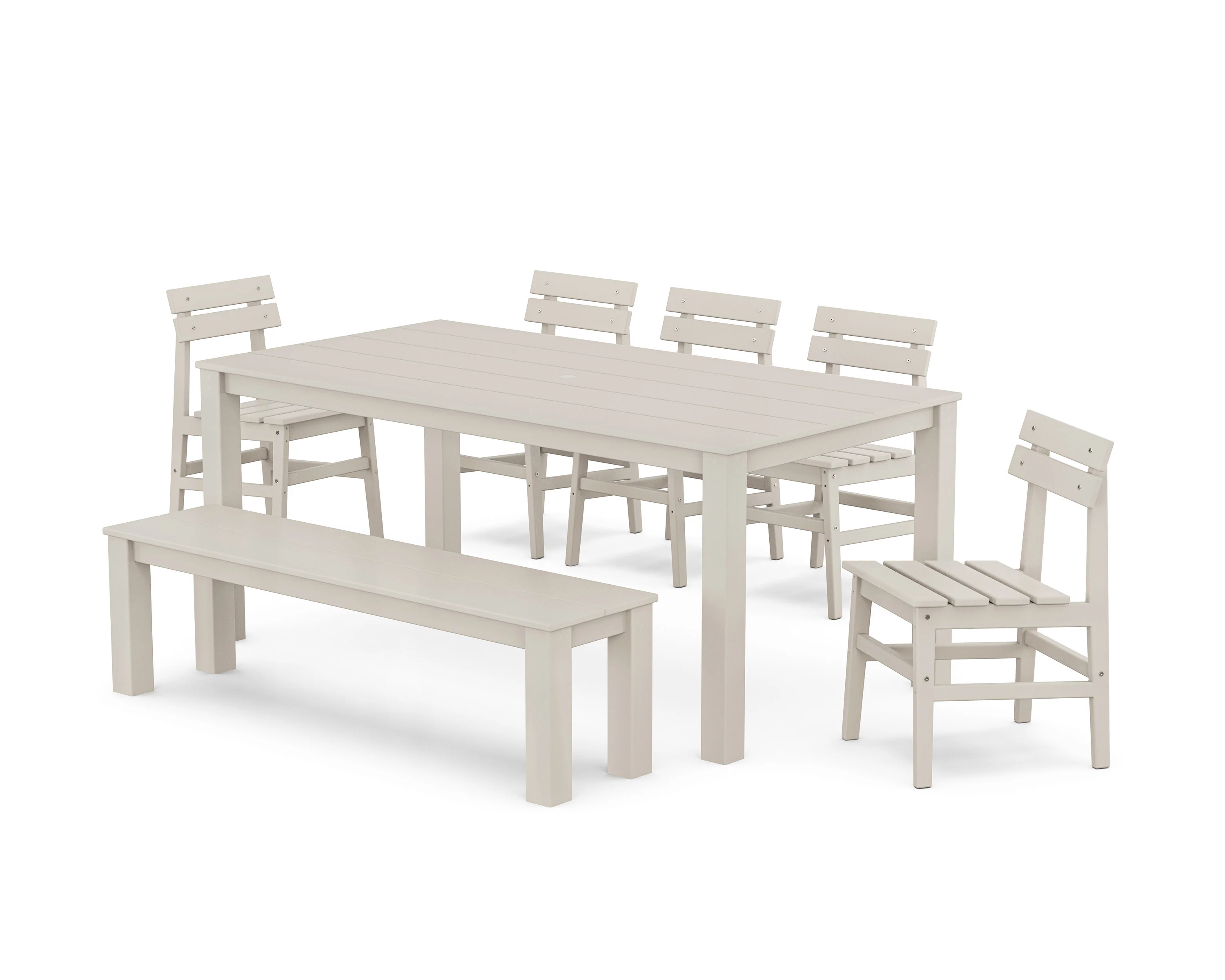 Modern Studio Plaza Chair 7-Piece Parsons Dining Set with Bench - Image 4