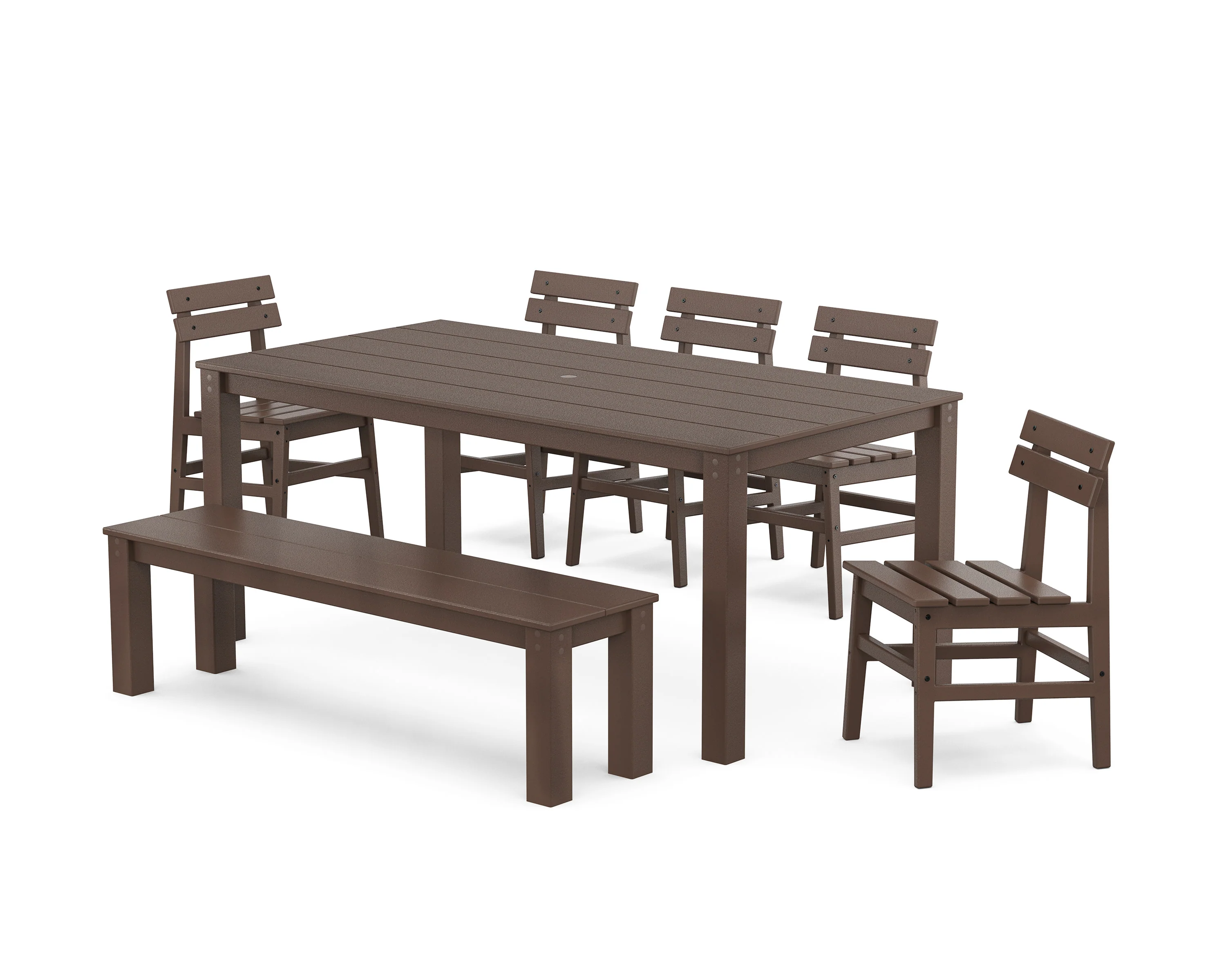 Modern Studio Plaza Chair 7-Piece Parsons Dining Set with Bench - Image 5