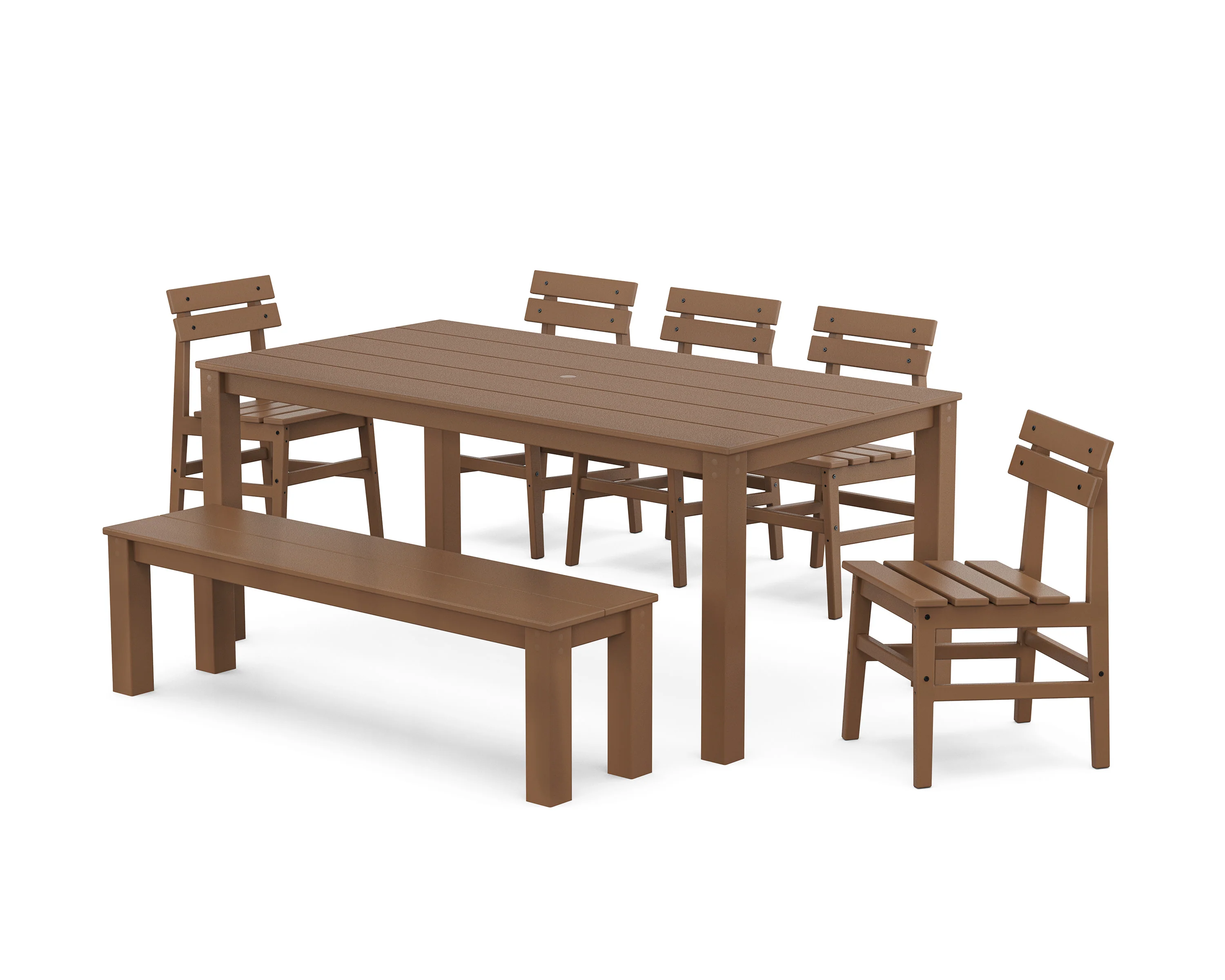 Modern Studio Plaza Chair 7-Piece Parsons Dining Set with Bench - Image 6