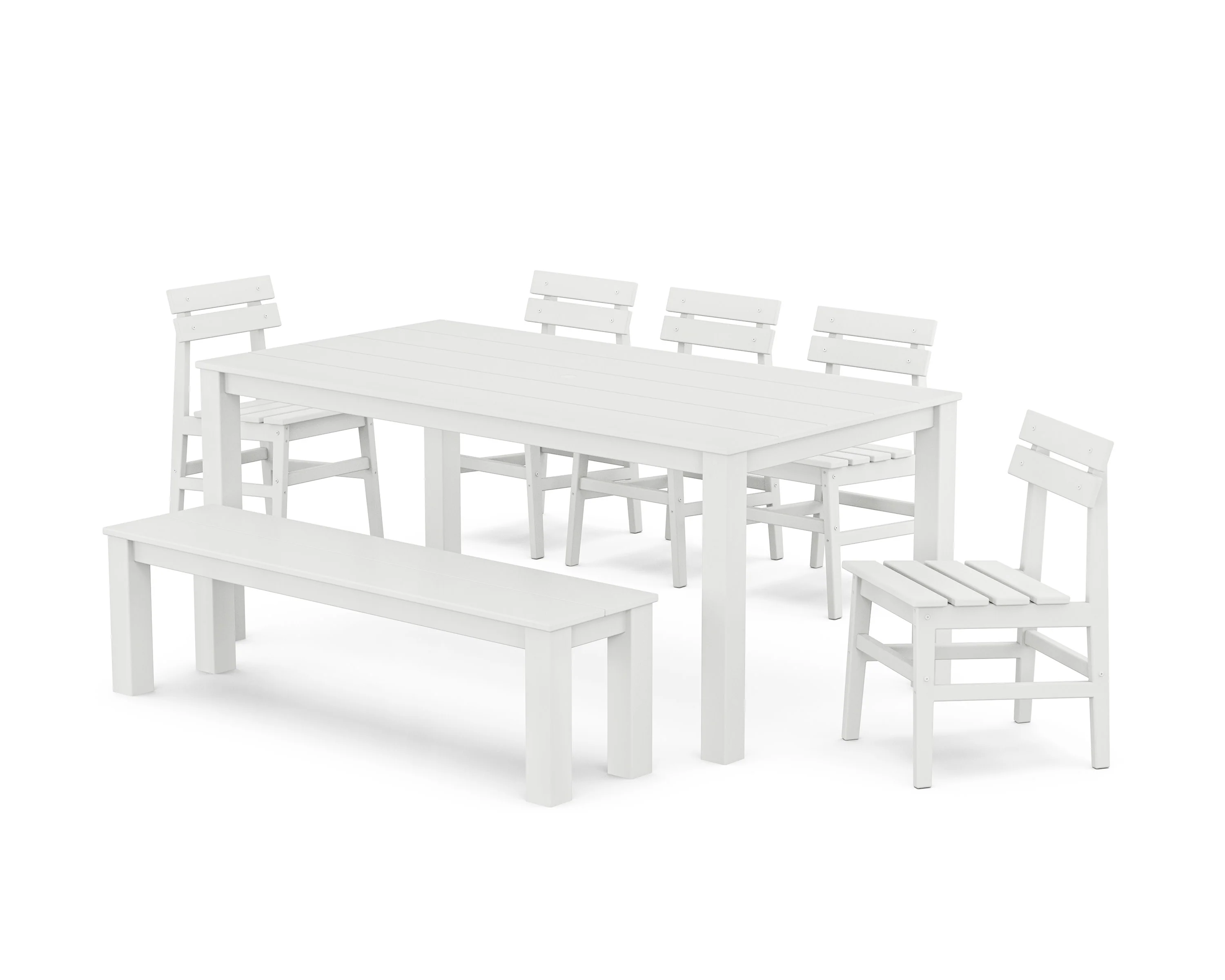 Modern Studio Plaza Chair 7-Piece Parsons Dining Set with Bench - Image 7