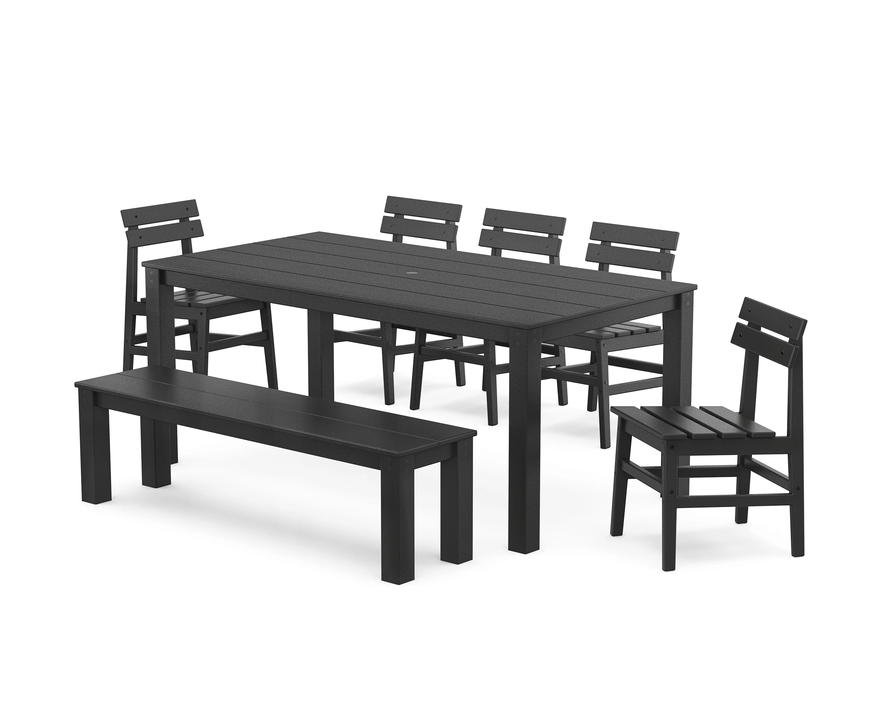 Modern Studio Plaza Chair 7-Piece Parsons Dining Set with Bench - Image 8