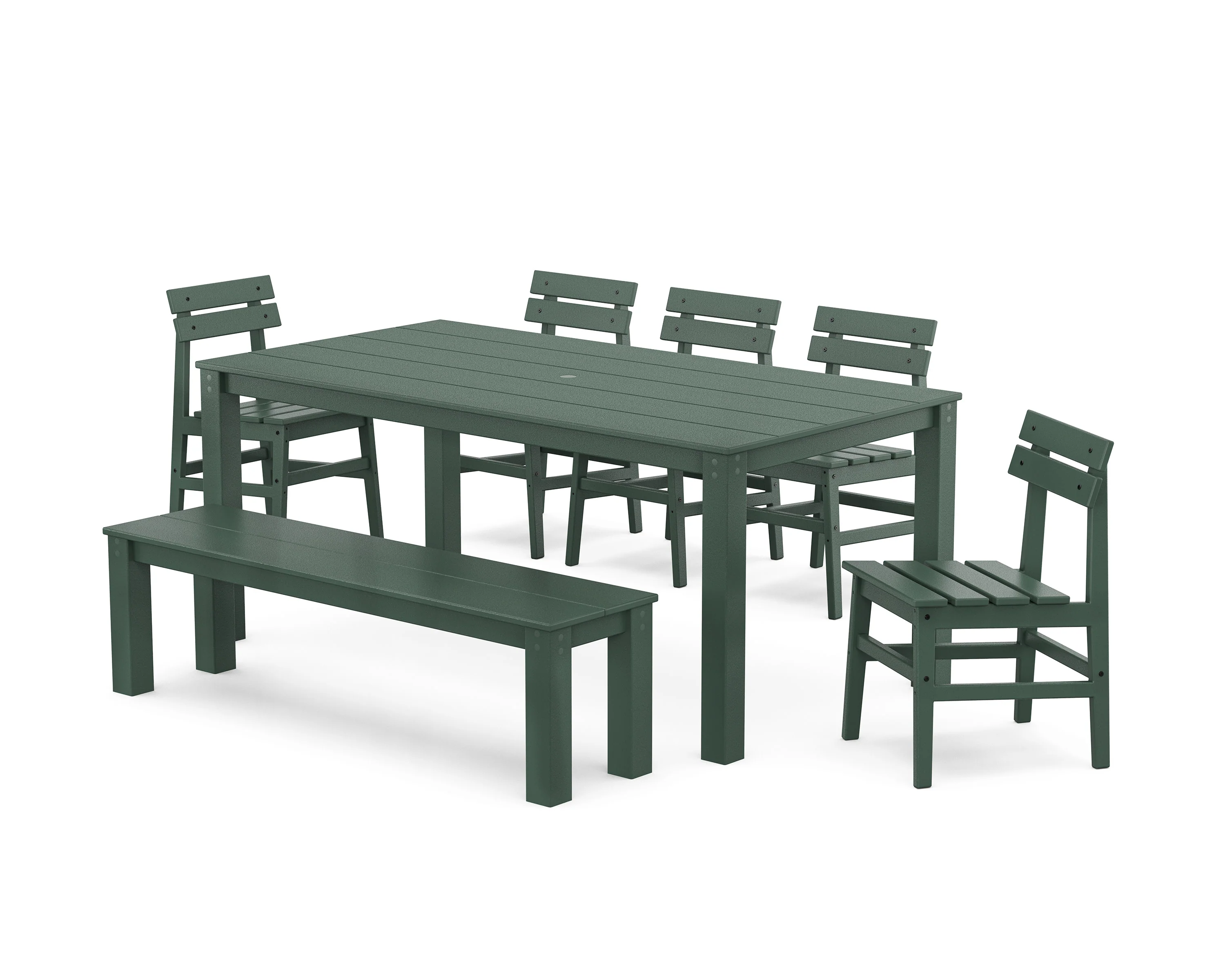 Modern Studio Plaza Chair 7-Piece Parsons Dining Set with Bench - Image 9