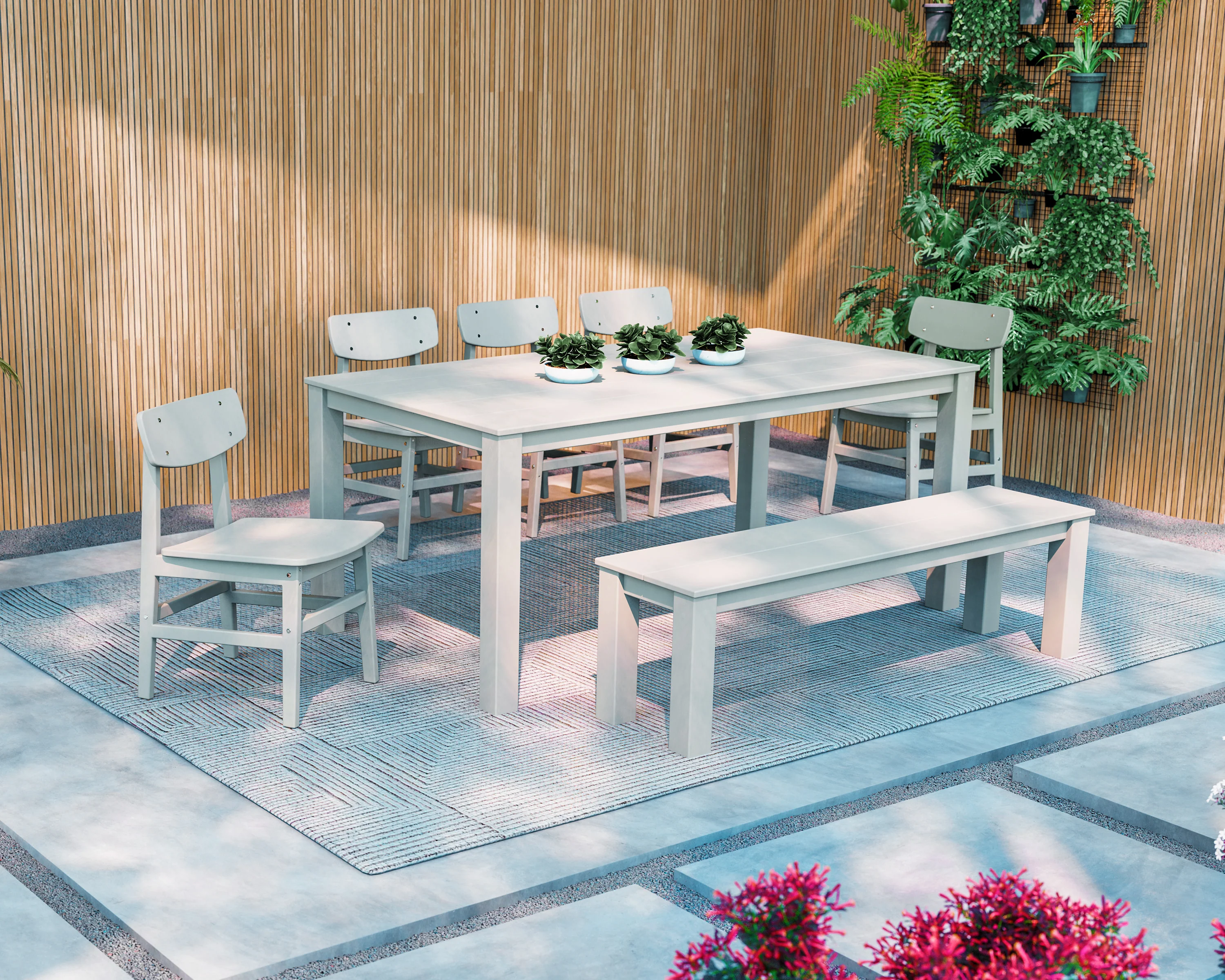 Modern Studio Urban Chair 7-Piece Parsons Dining Set with Bench - Image 3