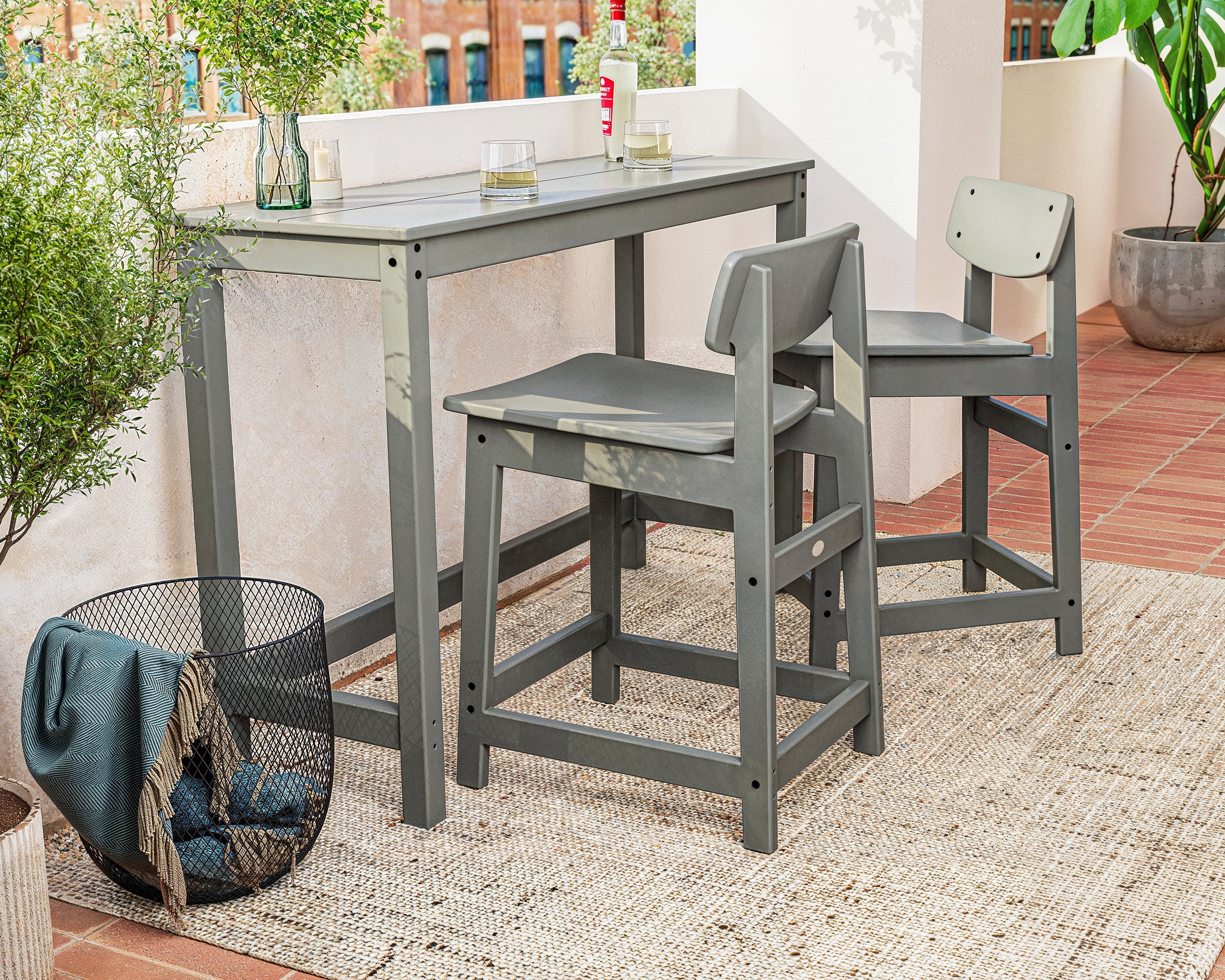 Modern Studio Urban Lowback Counter Chair 3-Piece Balcony Set - Image 3