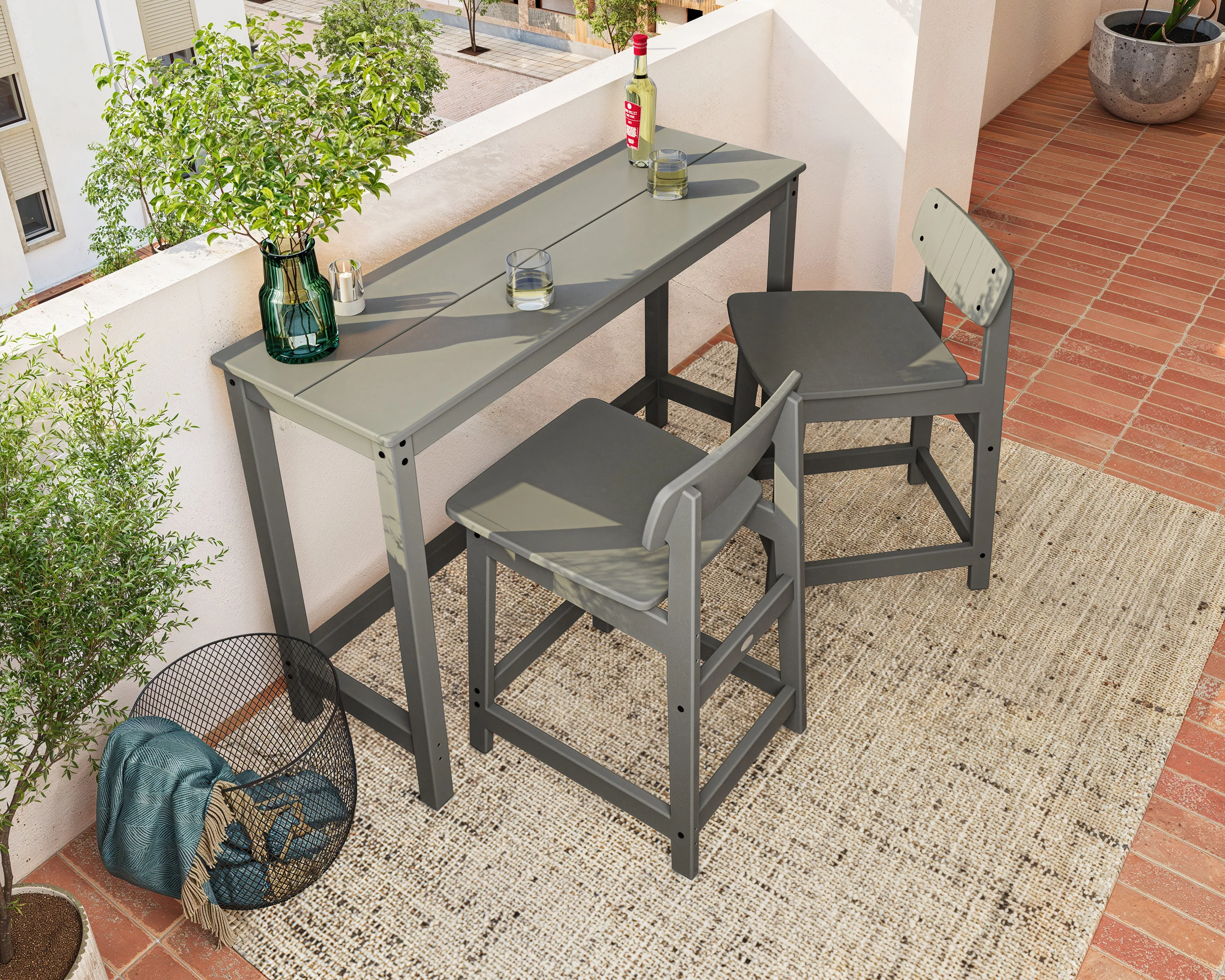 Modern Studio Urban Lowback Counter Chair 3-Piece Balcony Set - Image 4