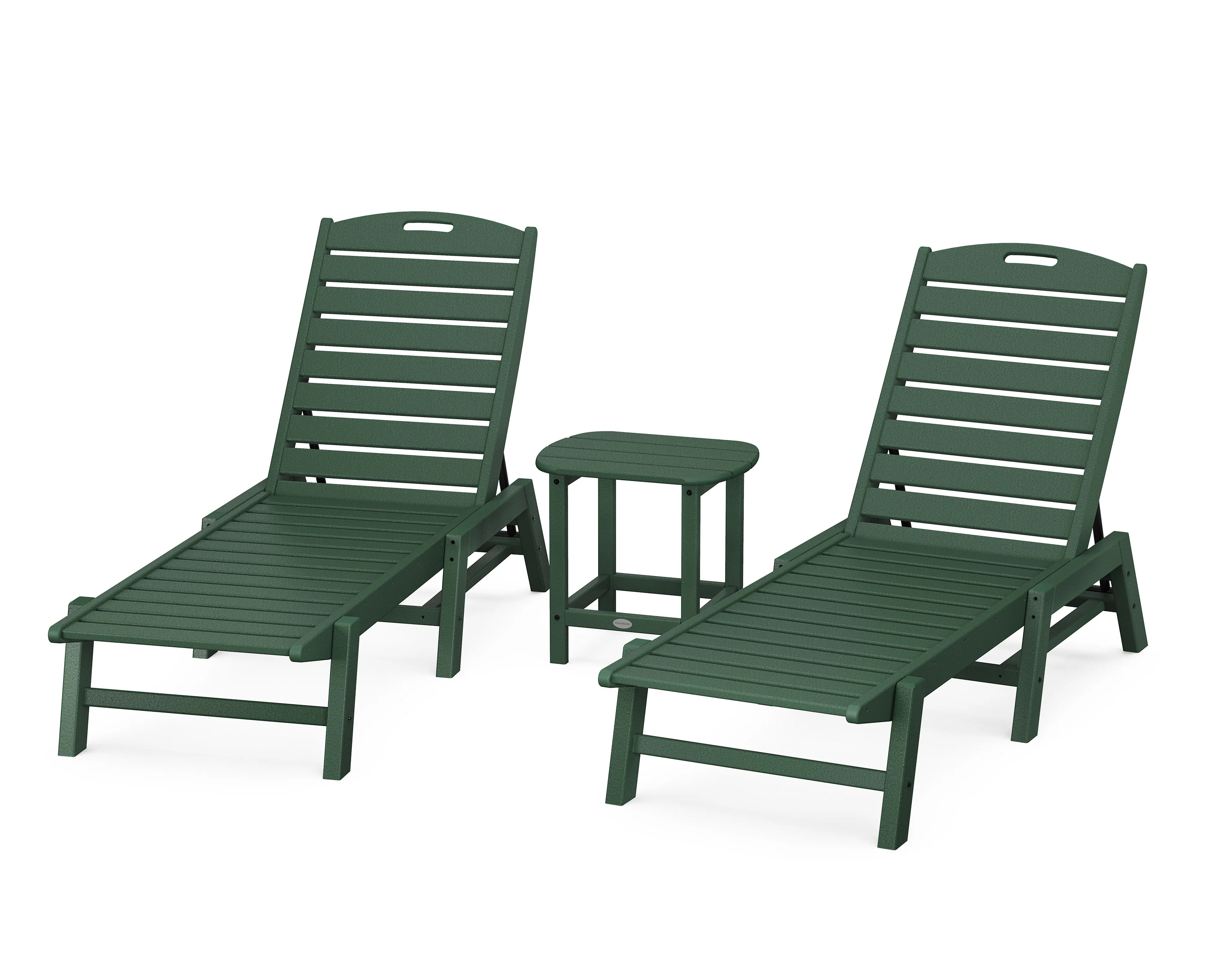 Nautical 3-Piece Chaise Lounge Set with South Beach 18" Side Table - Image 3