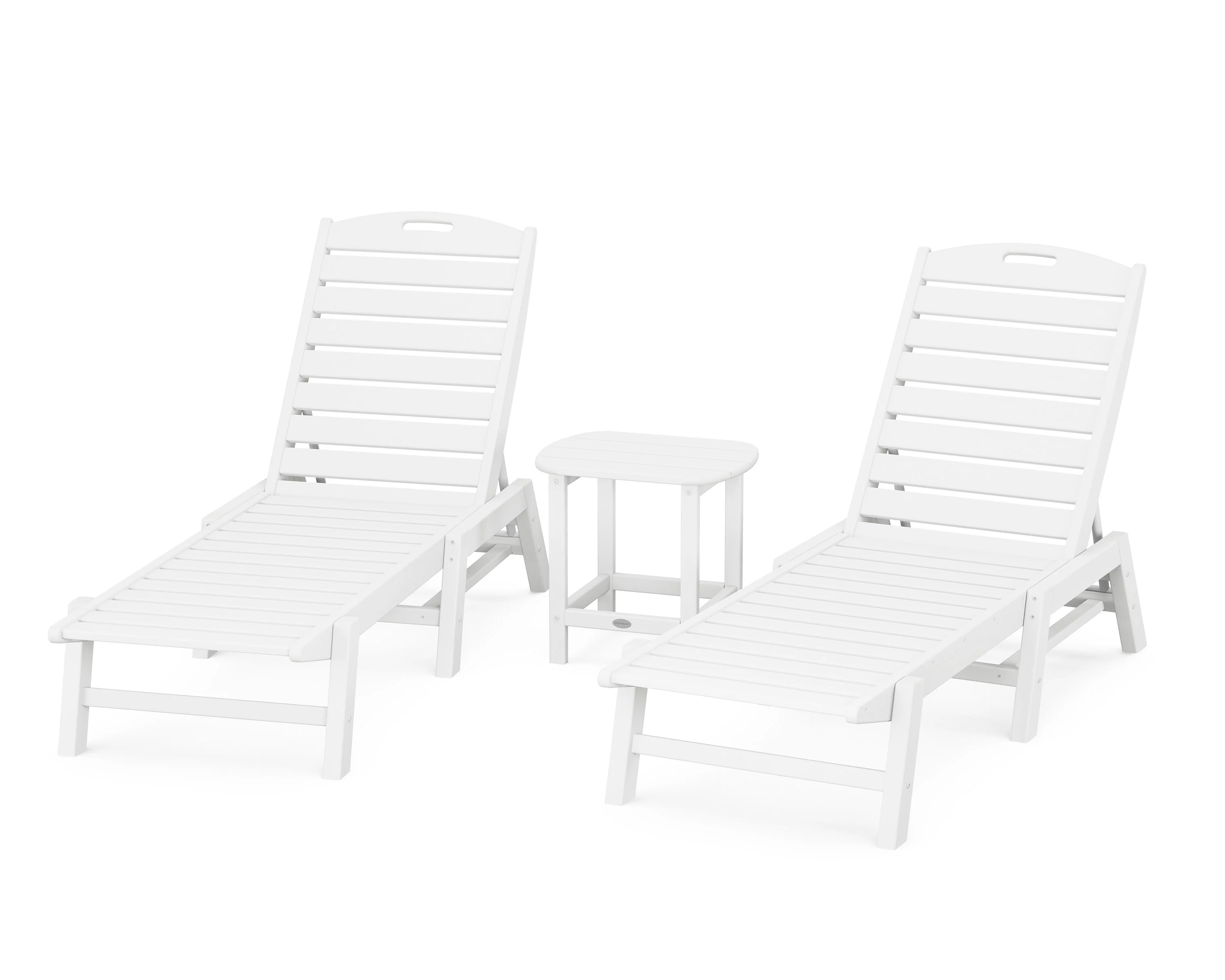 Nautical 3-Piece Chaise Lounge Set with South Beach 18" Side Table - Image 8