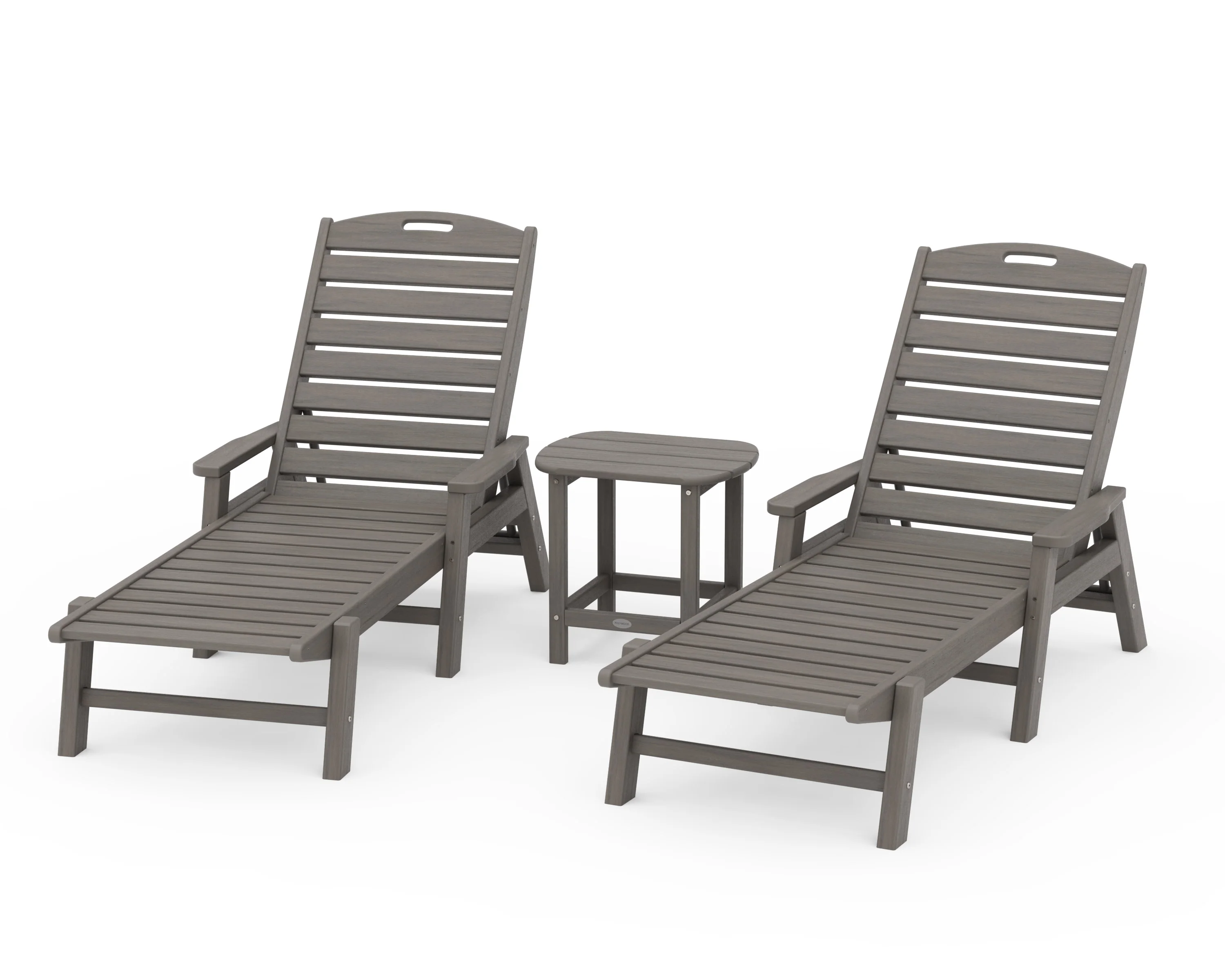 Nautical 3-Piece Chaise Lounge with Arms Set with South Beach 18" Side Table - Image 8