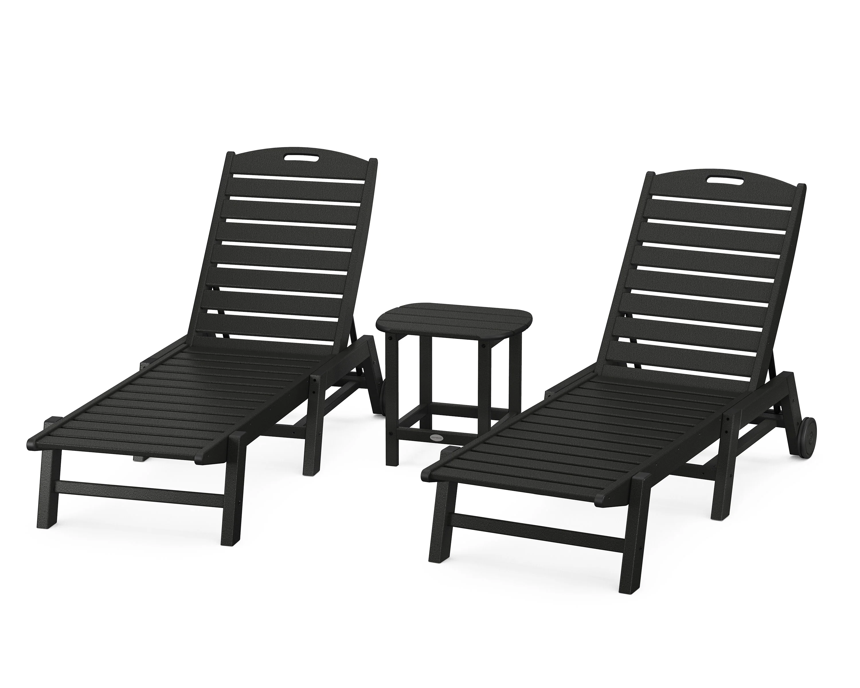 Nautical 3-Piece Chaise Lounge with Wheels Set with South Beach 18" Side Table - Image 3