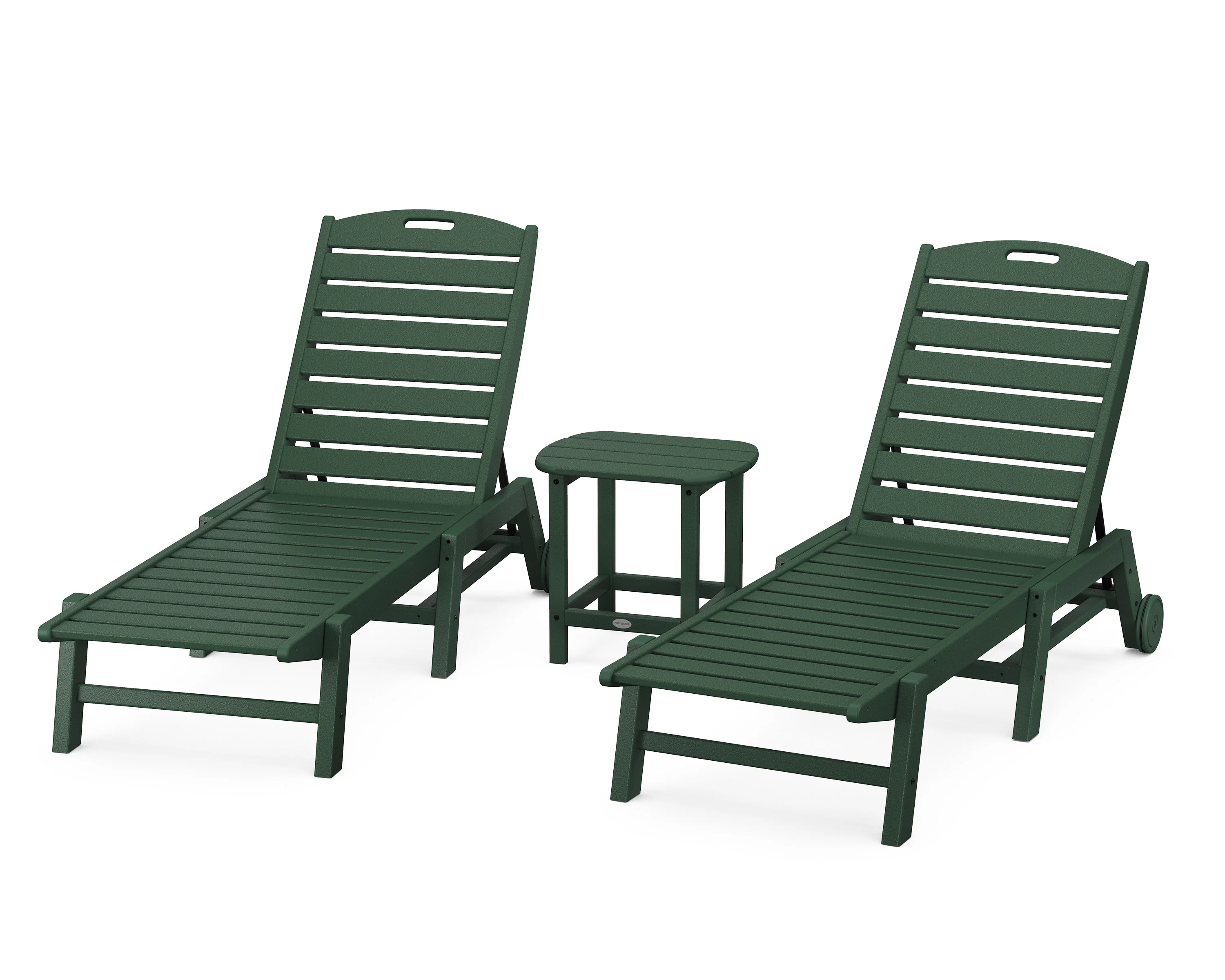 Nautical 3-Piece Chaise Lounge with Wheels Set with South Beach 18" Side Table - Image 4
