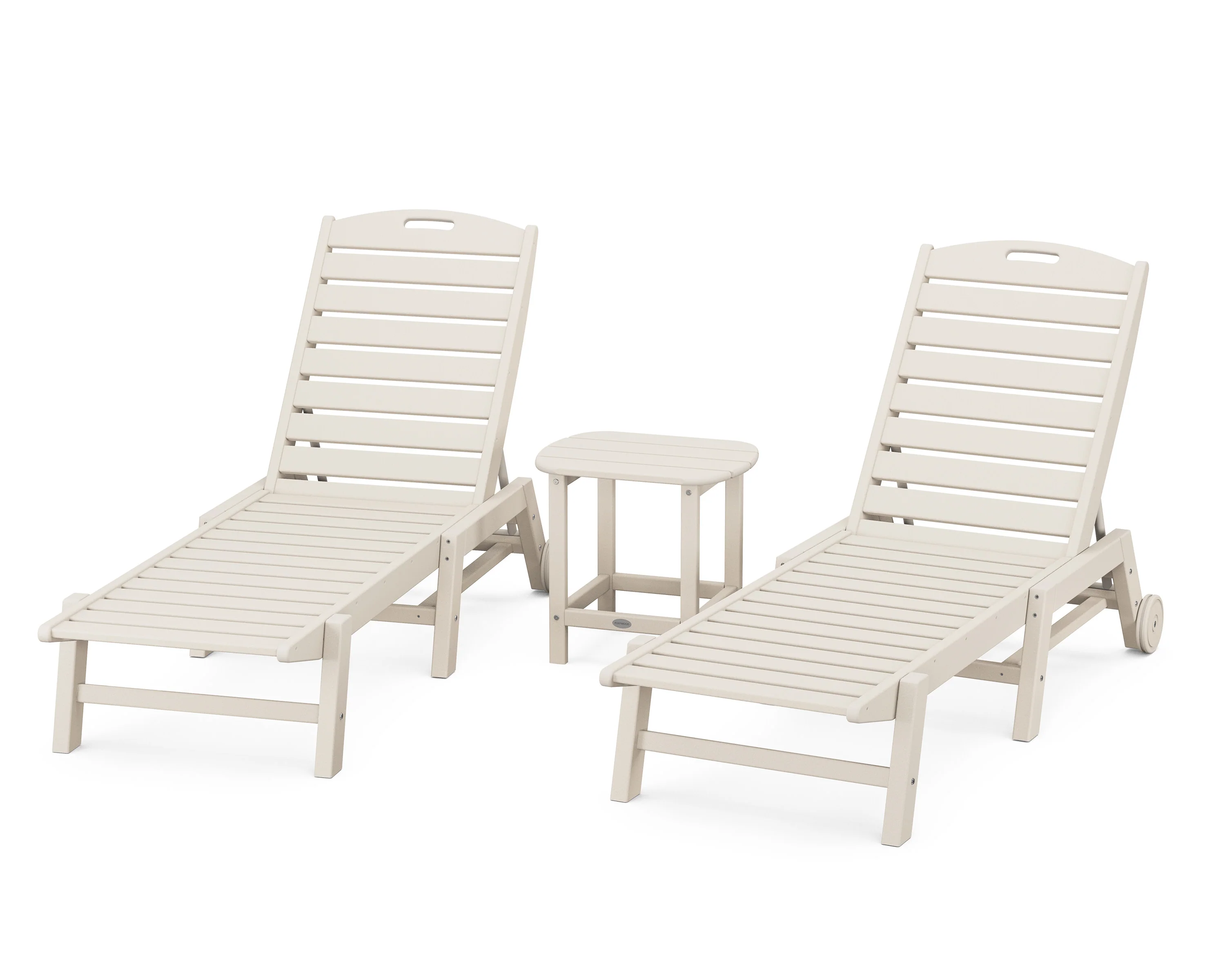 Nautical 3-Piece Chaise Lounge with Wheels Set with South Beach 18" Side Table - Image 7