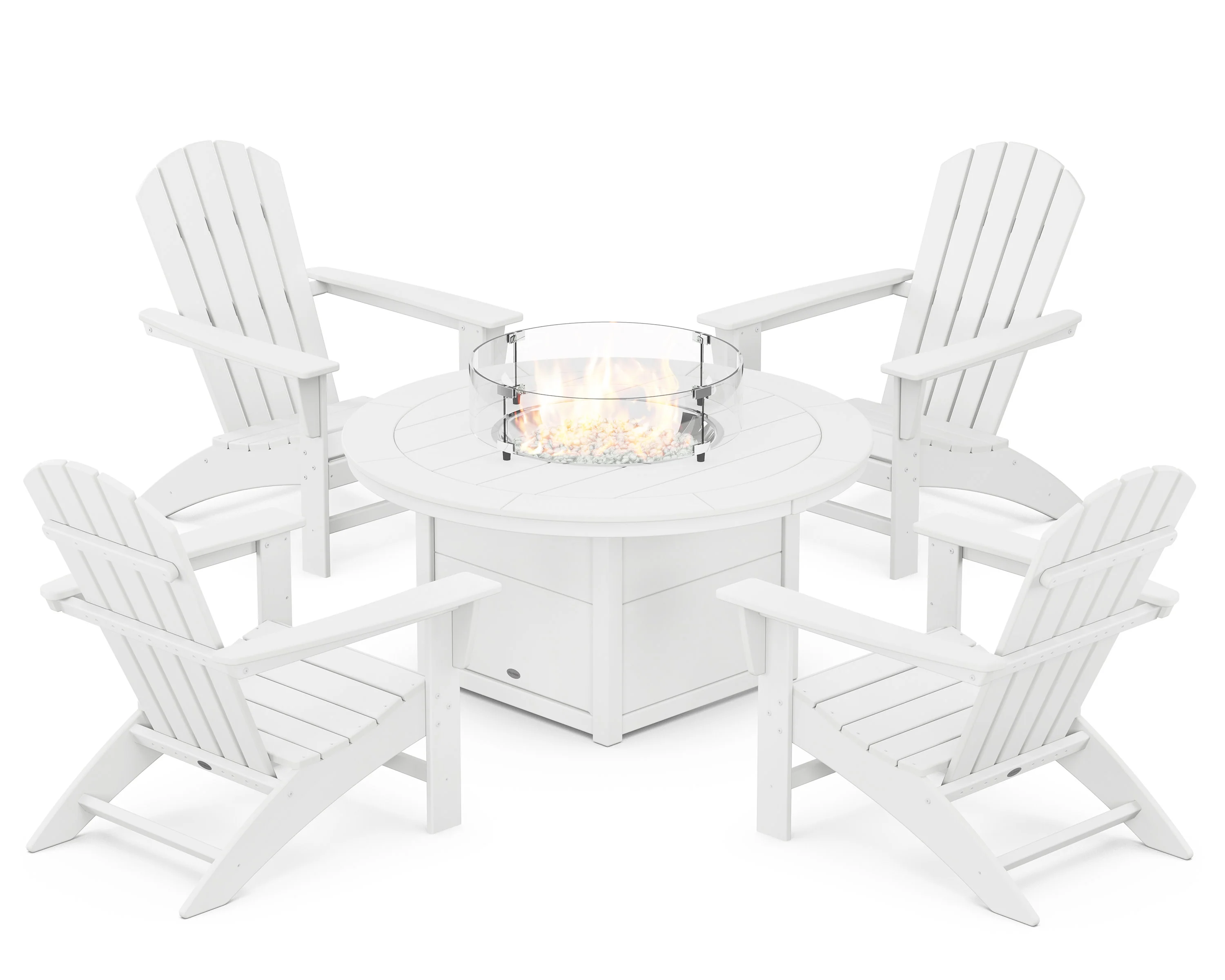 Nautical 5-Piece Adirondack Chair Conversation Set with Fire Pit Table - Image 3