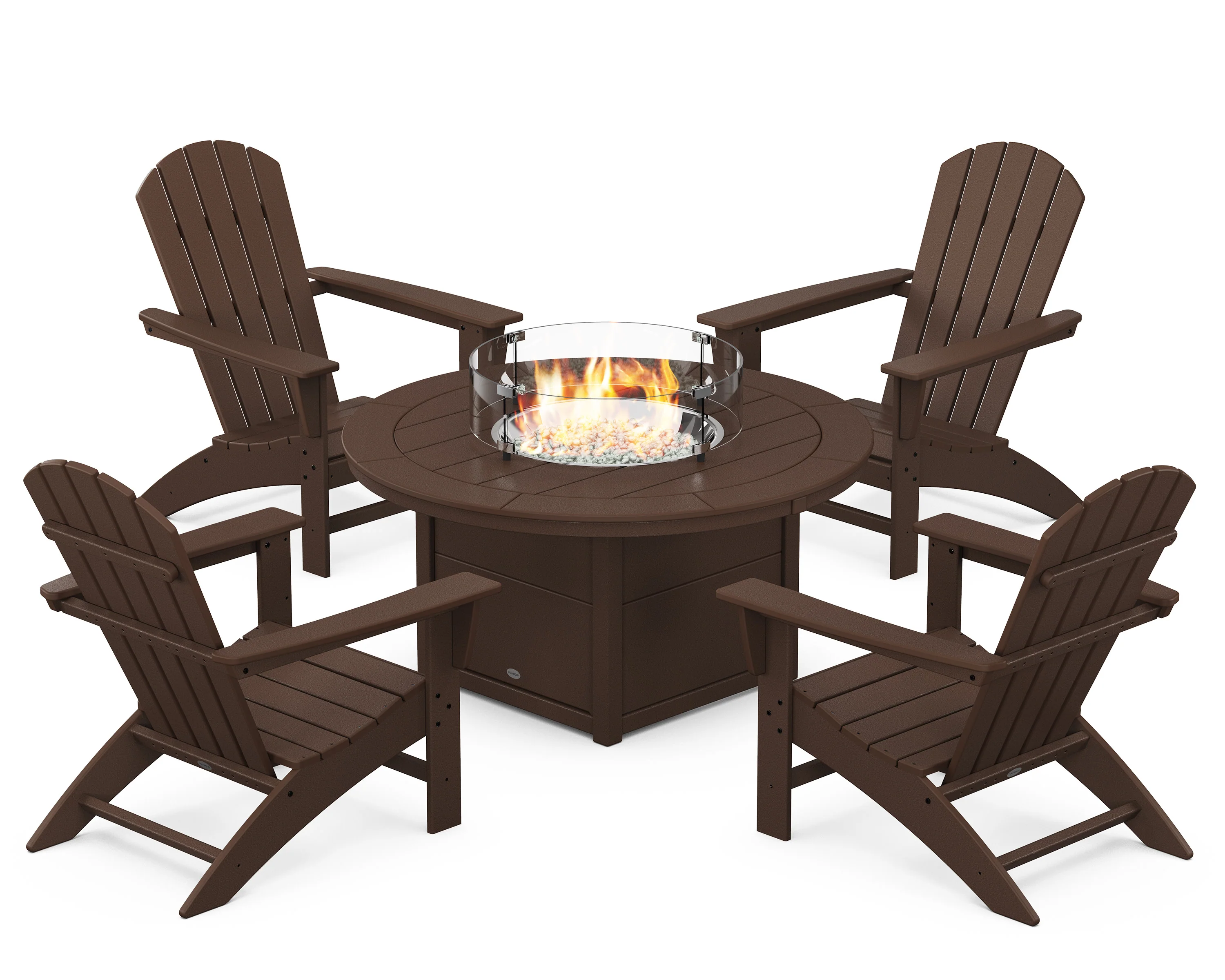 Nautical 5-Piece Adirondack Chair Conversation Set with Fire Pit Table - Image 4