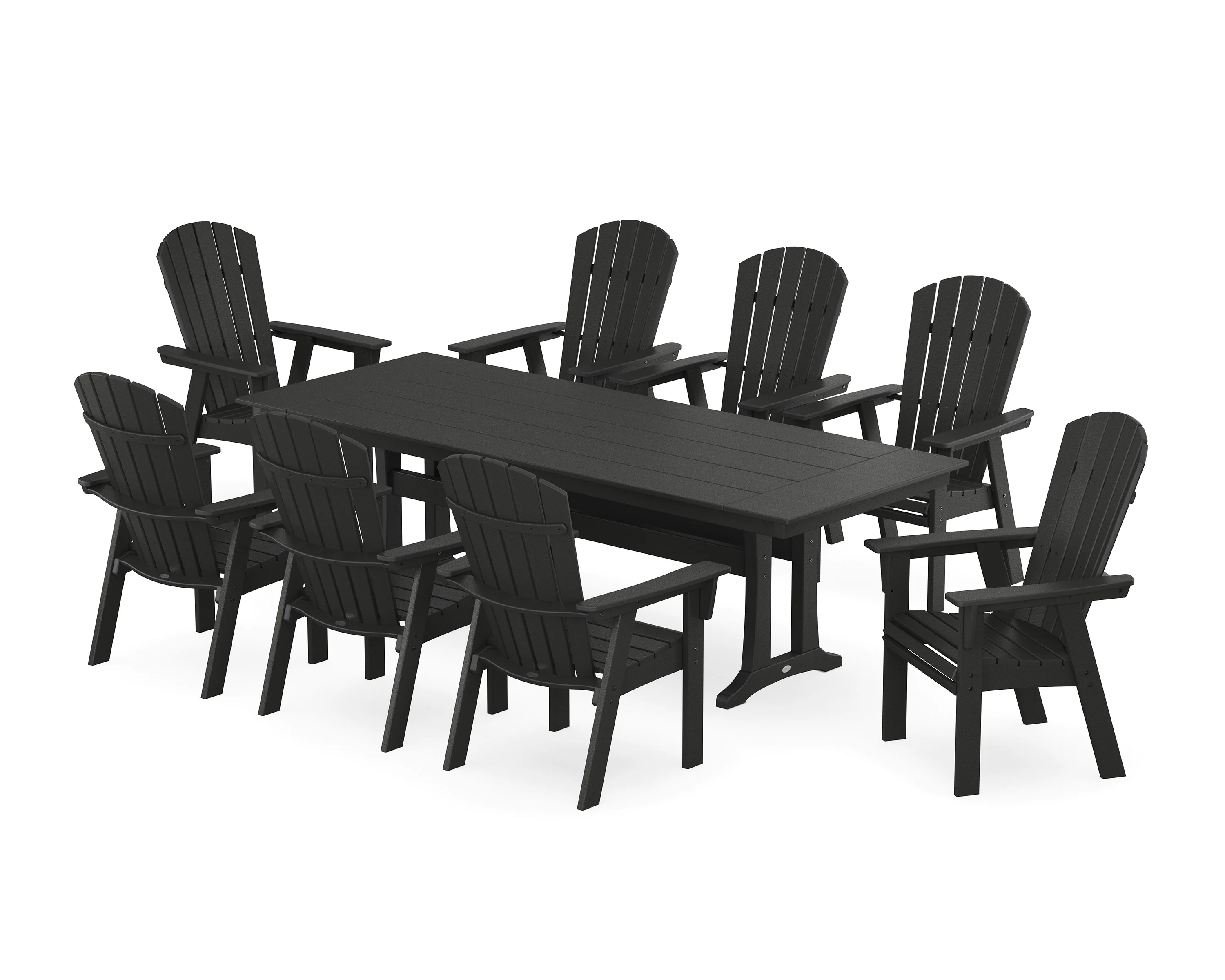 Nautical 9-Piece Curveback Adirondack Farmhouse Dining Set with Trestle Legs - Image 10