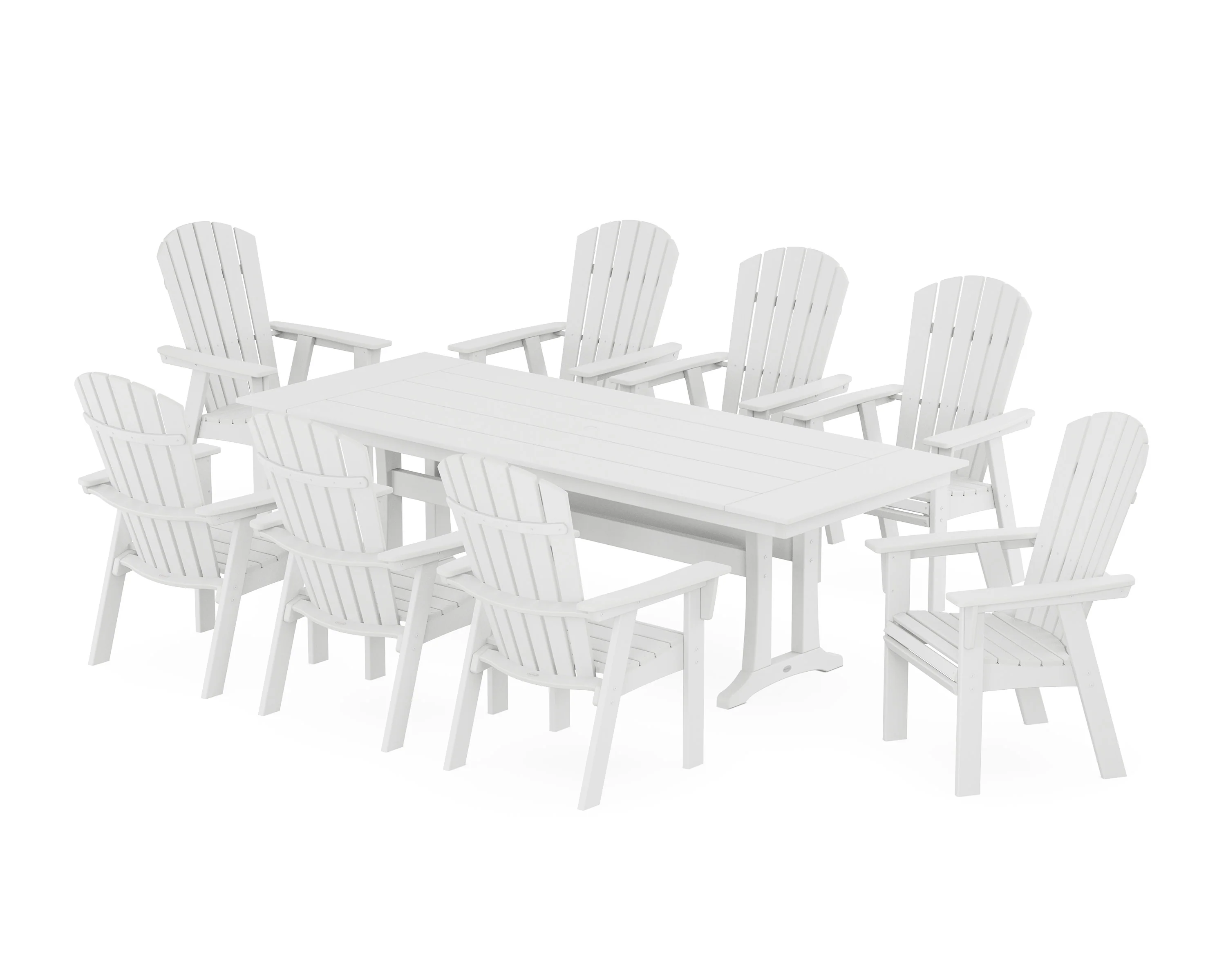 Nautical 9-Piece Curveback Adirondack Farmhouse Dining Set with Trestle Legs - Image 11
