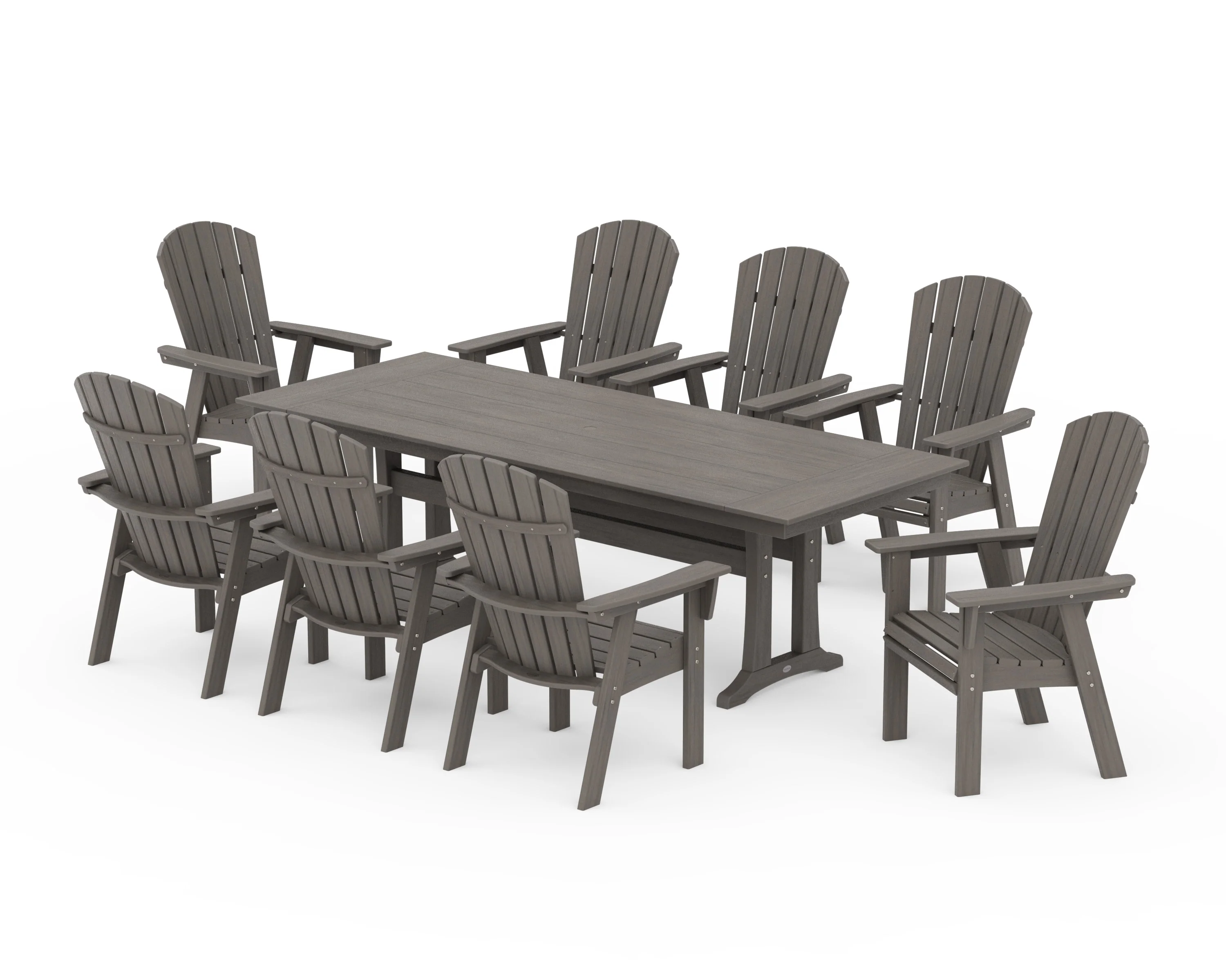 Nautical 9-Piece Curveback Adirondack Farmhouse Dining Set with Trestle Legs - Image 13