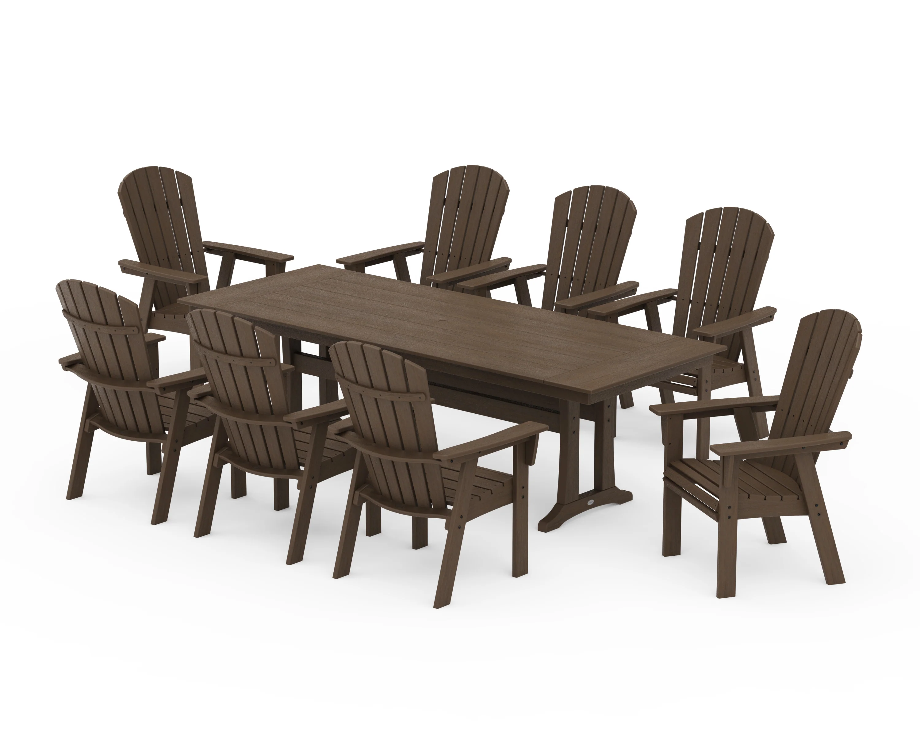 Nautical 9-Piece Curveback Adirondack Farmhouse Dining Set with Trestle Legs - Image 14