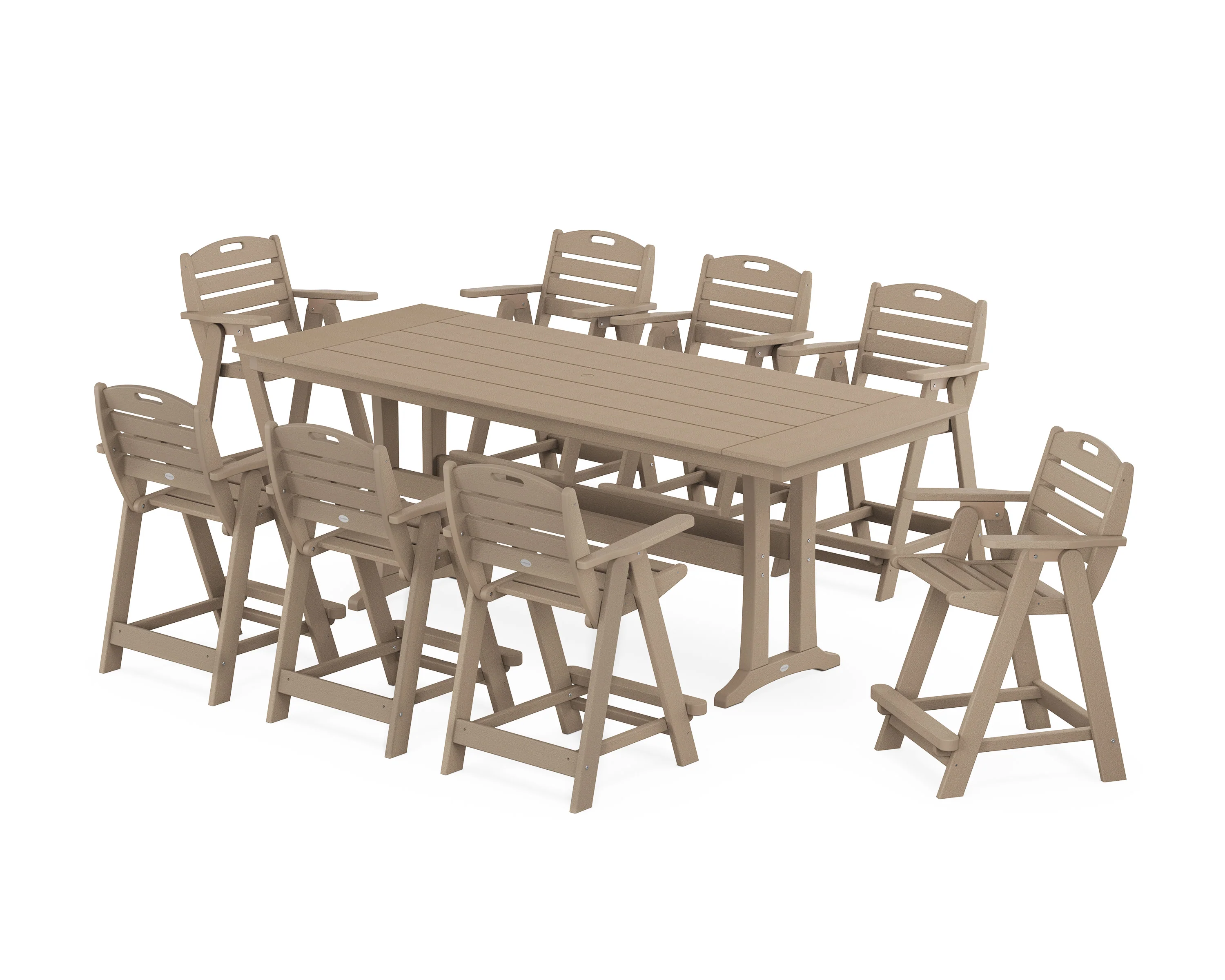 Nautical 9-Piece Farmhouse Counter Set with Trestle Legs - Image 10