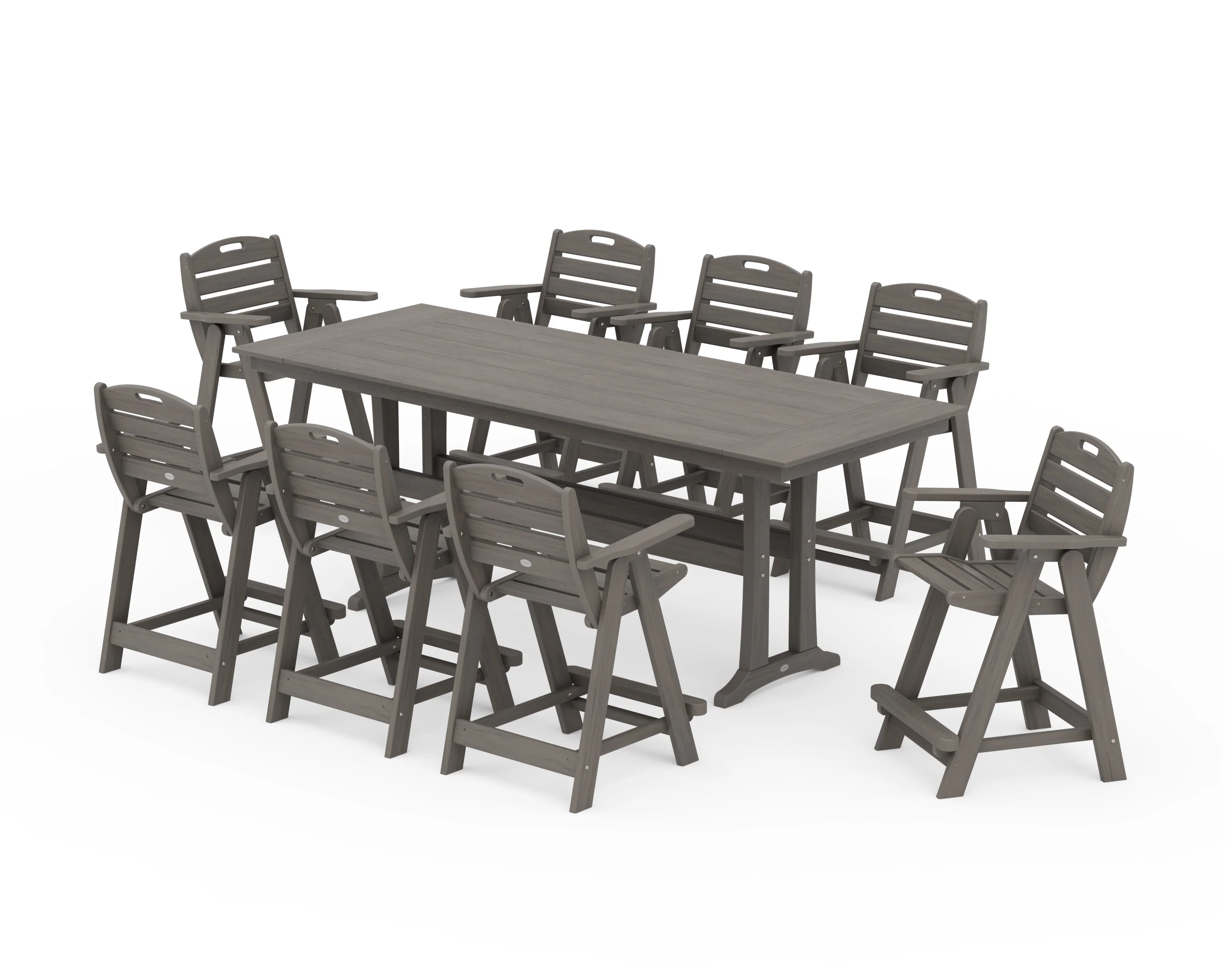 Nautical 9-Piece Farmhouse Counter Set with Trestle Legs - Image 13