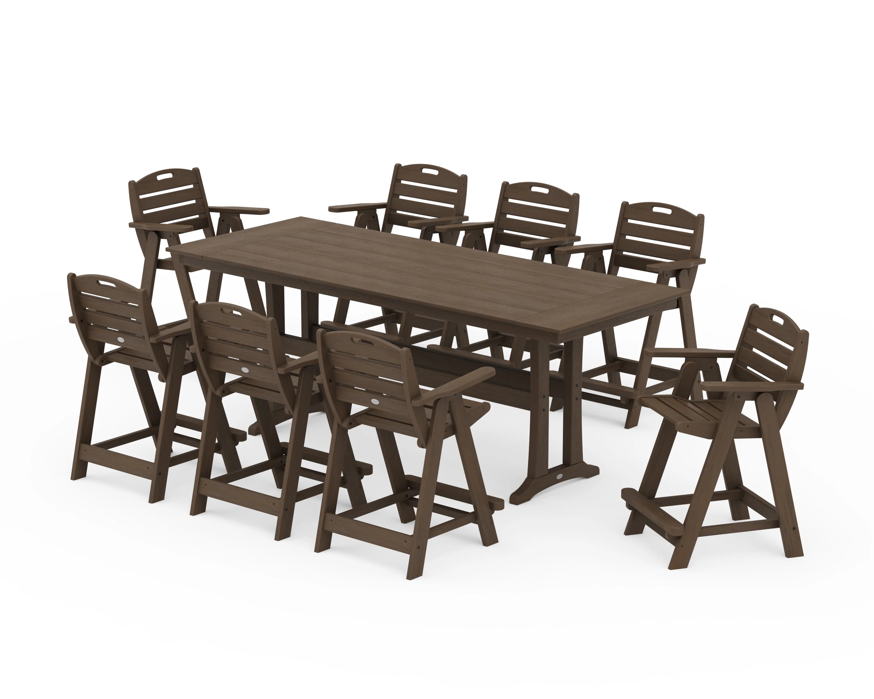 Nautical 9-Piece Farmhouse Counter Set with Trestle Legs - Image 14