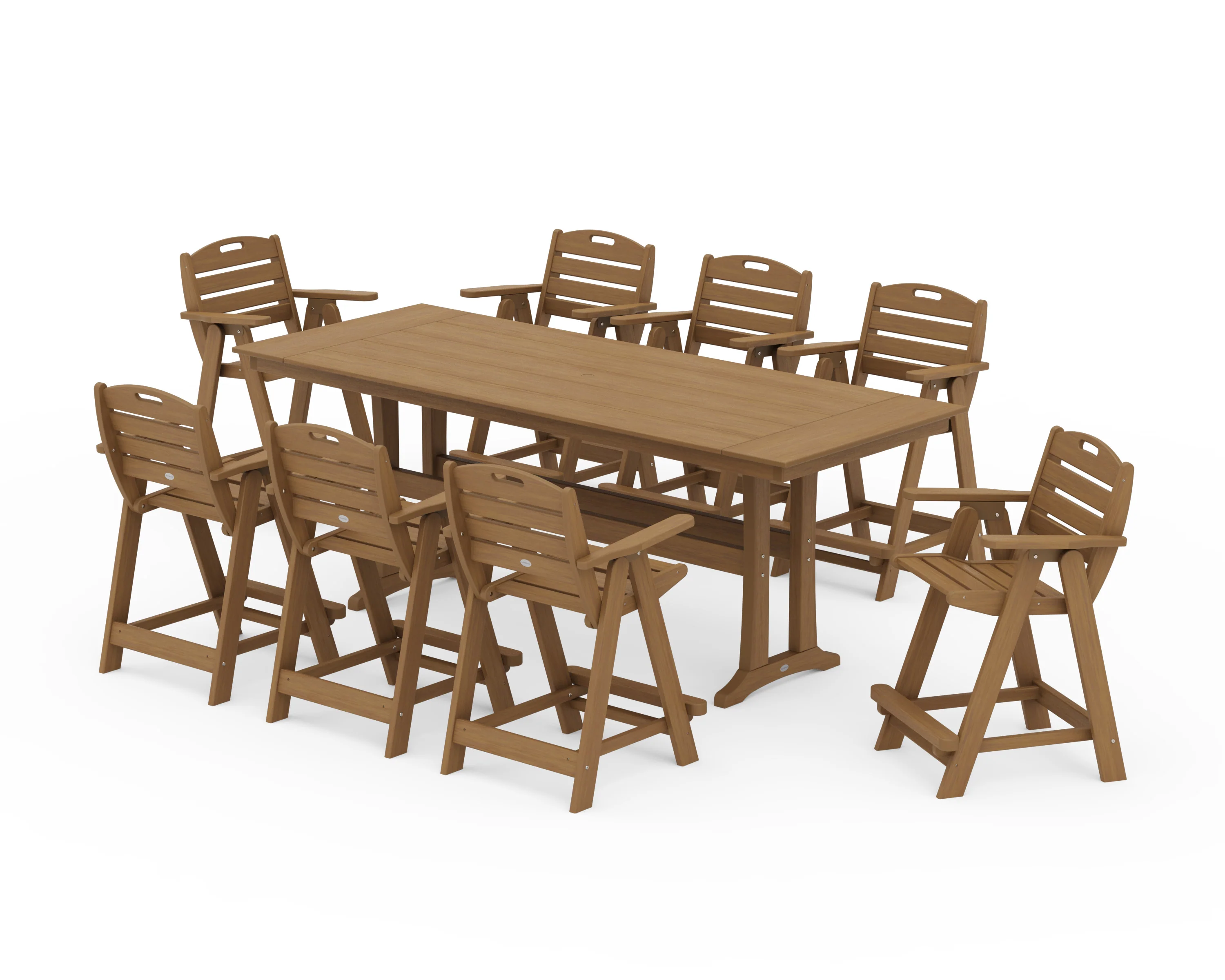 Nautical 9-Piece Farmhouse Counter Set with Trestle Legs - Image 15