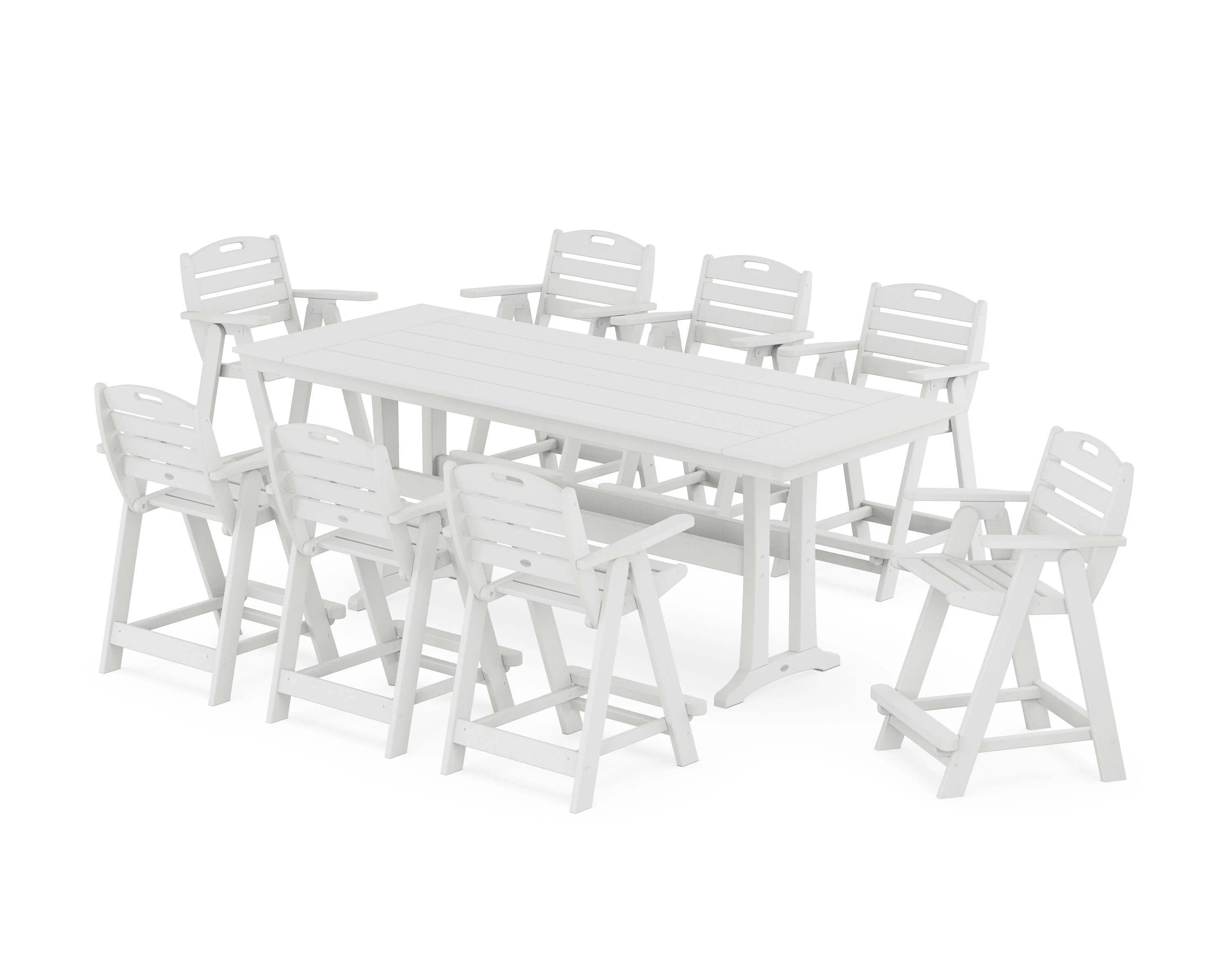 Nautical 9-Piece Farmhouse Counter Set with Trestle Legs - Image 7