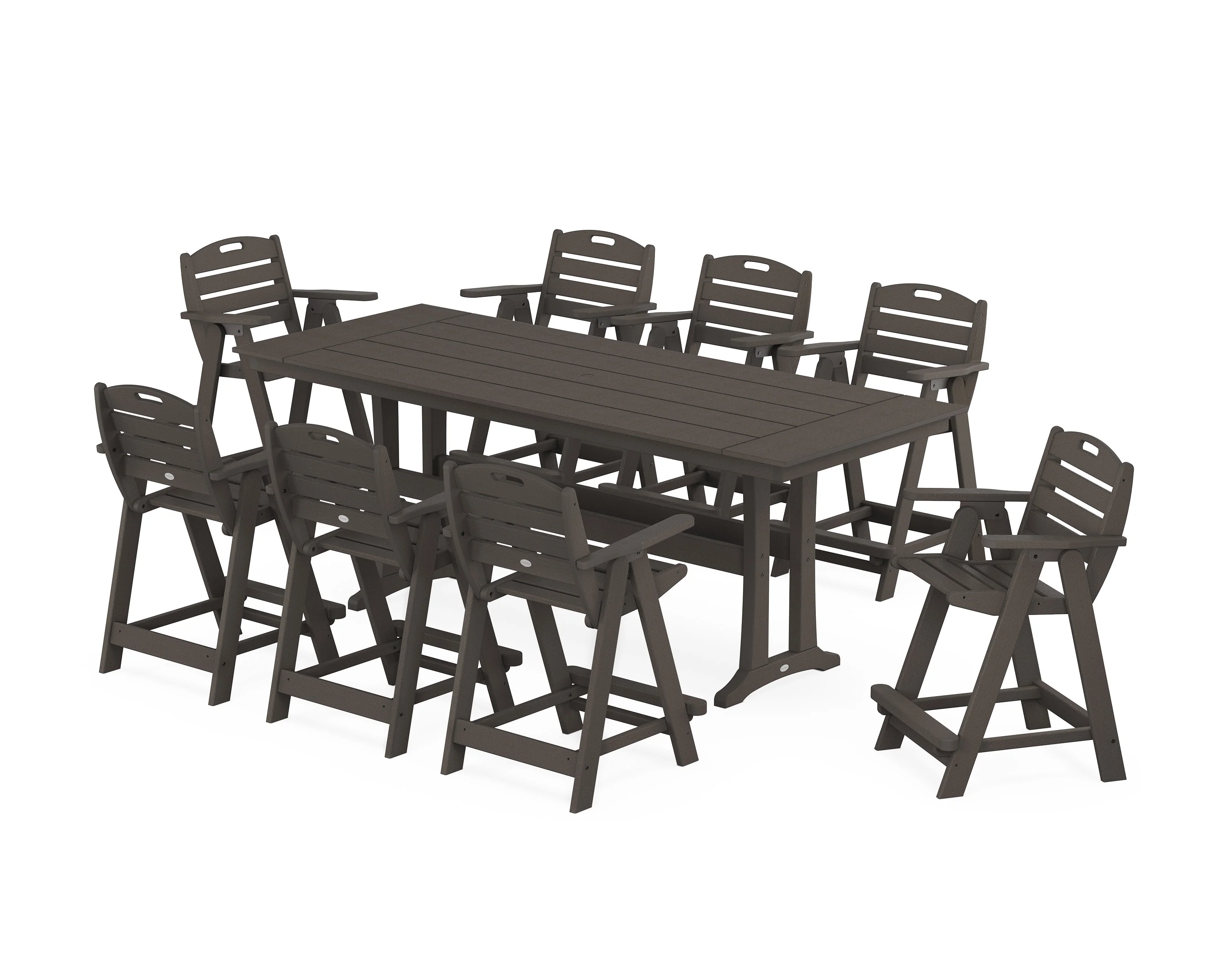 Nautical 9-Piece Farmhouse Counter Set with Trestle Legs - Image 8