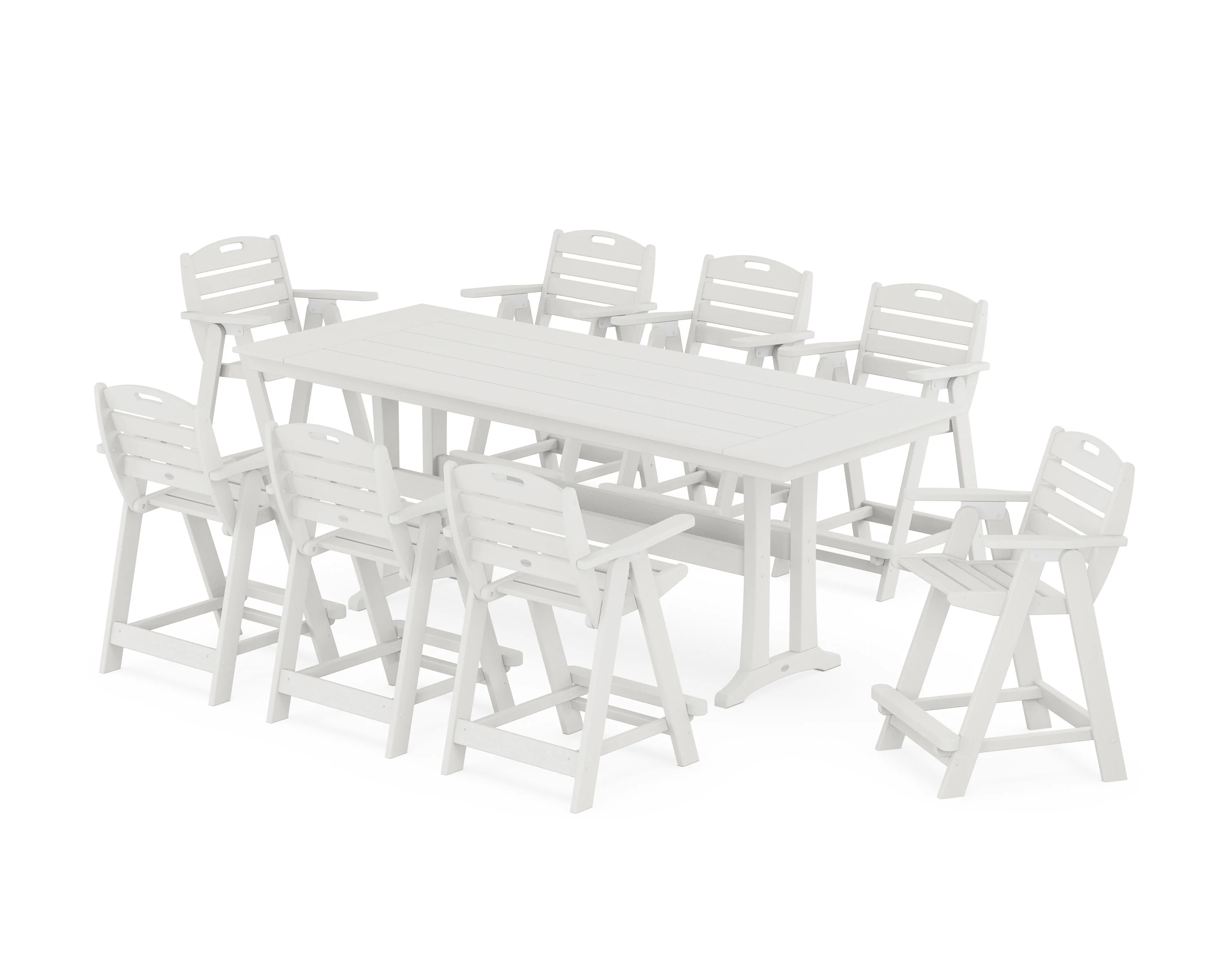 Nautical 9-Piece Farmhouse Counter Set with Trestle Legs - Image 9