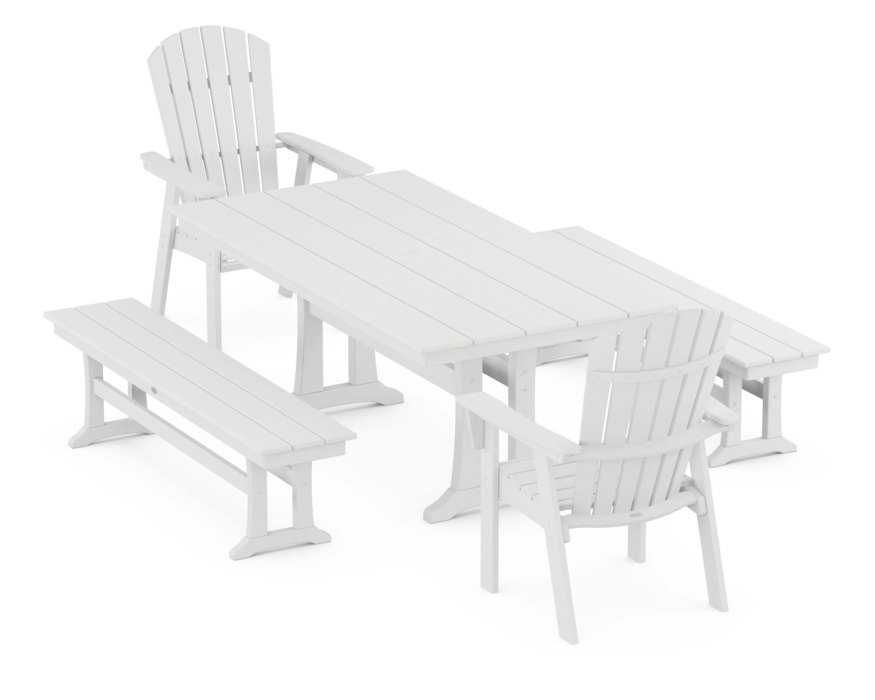 Nautical Adirondack 5-Piece Farmhouse Dining Set With Trestle Legs - Image 12