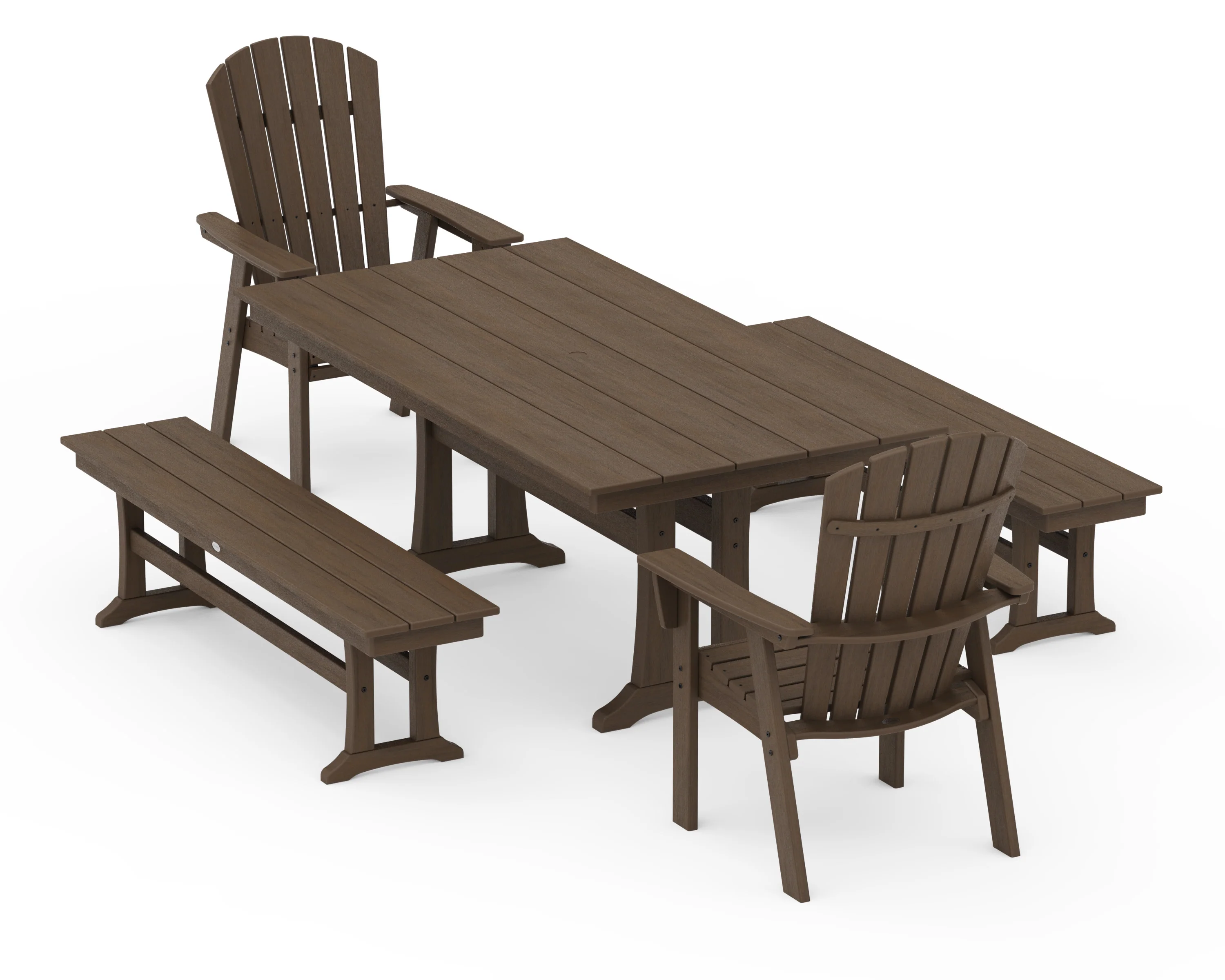 Nautical Adirondack 5-Piece Farmhouse Dining Set With Trestle Legs - Image 14