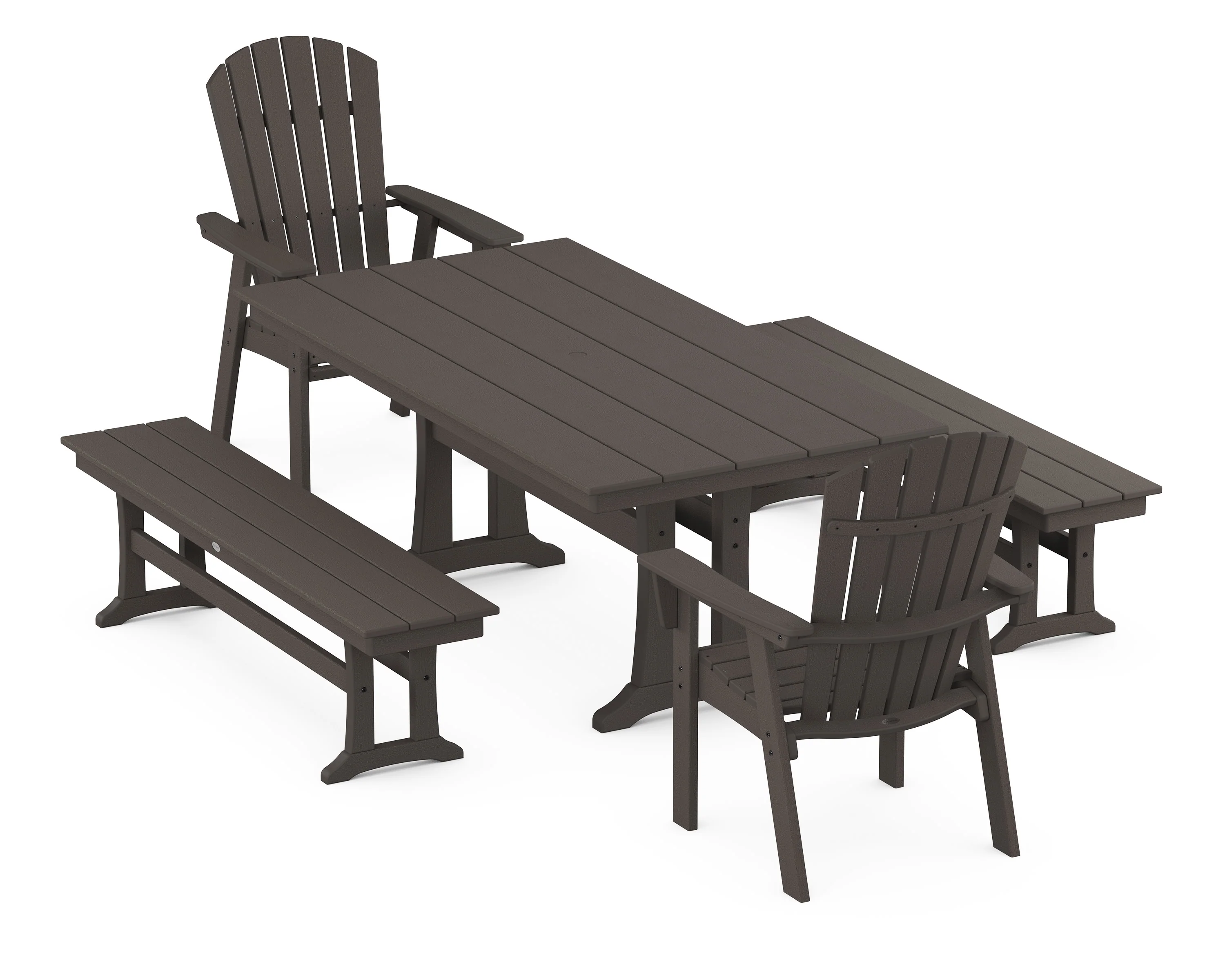 Nautical Adirondack 5-Piece Farmhouse Dining Set With Trestle Legs - Image 4