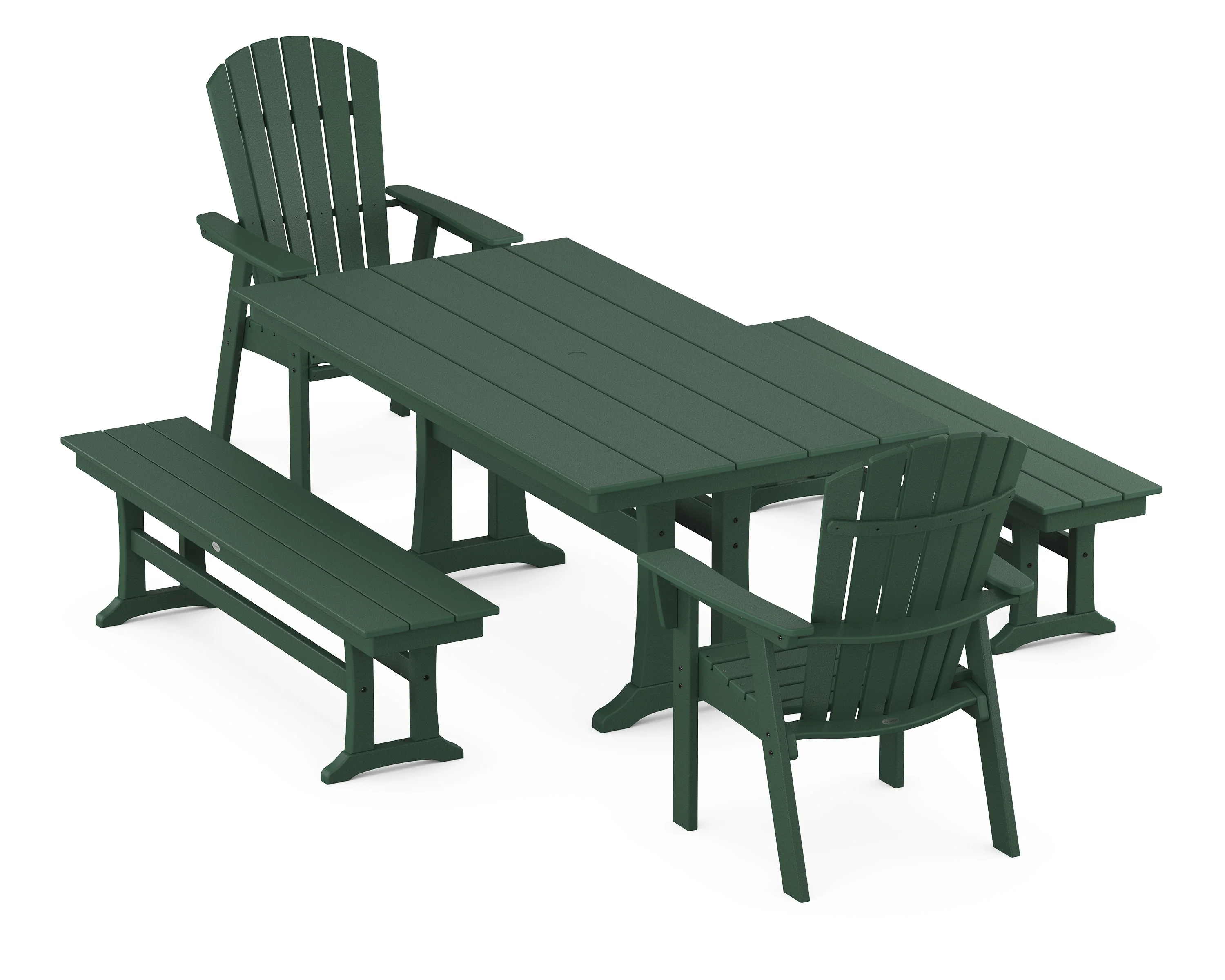 Nautical Adirondack 5-Piece Farmhouse Dining Set With Trestle Legs - Image 7