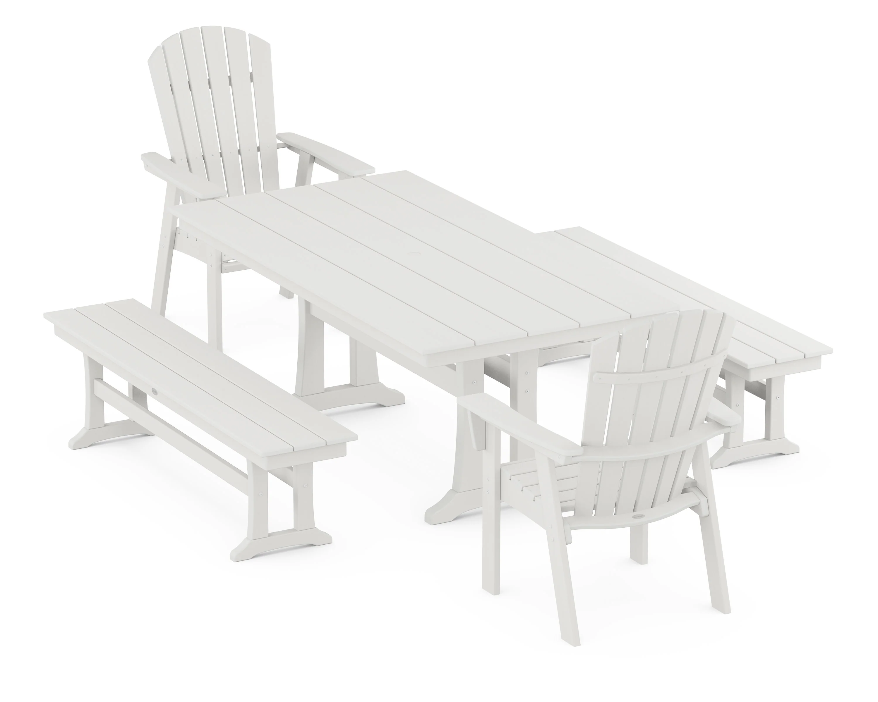 Nautical Adirondack 5-Piece Farmhouse Dining Set With Trestle Legs - Image 8