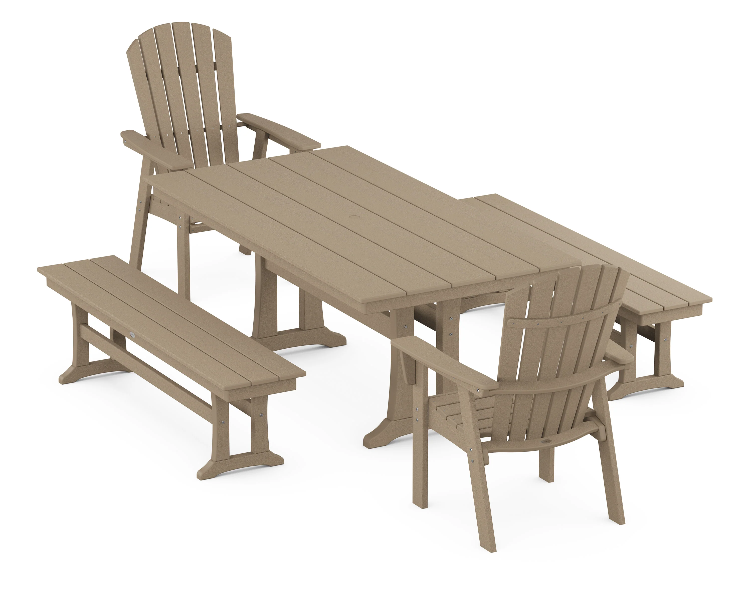 Nautical Adirondack 5-Piece Farmhouse Dining Set With Trestle Legs - Image 9