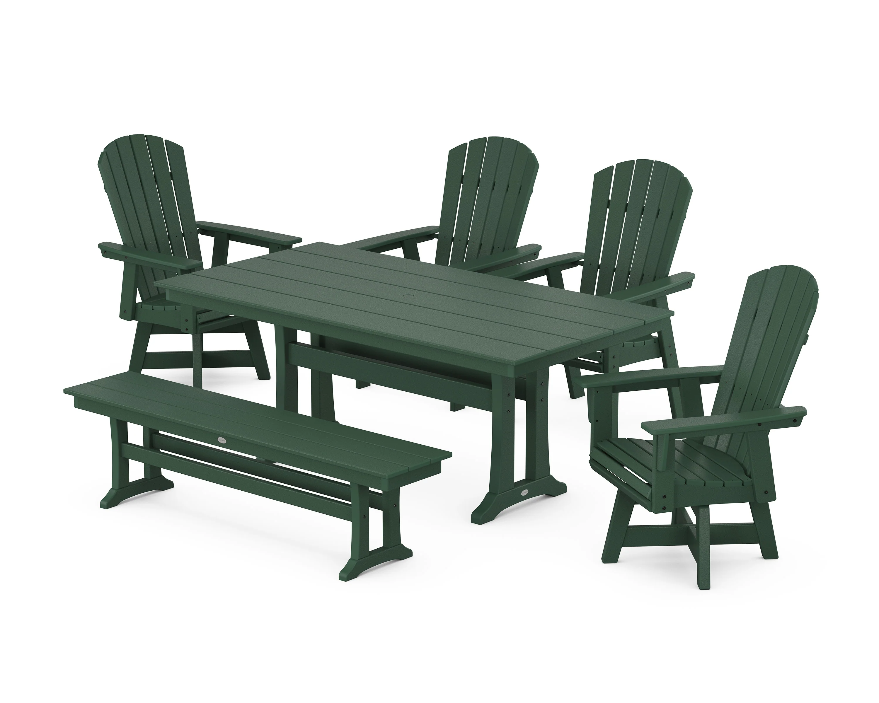 Nautical Adirondack Swivel 6-Piece Farmhouse Dining Set With Trestle Legs - Image 10
