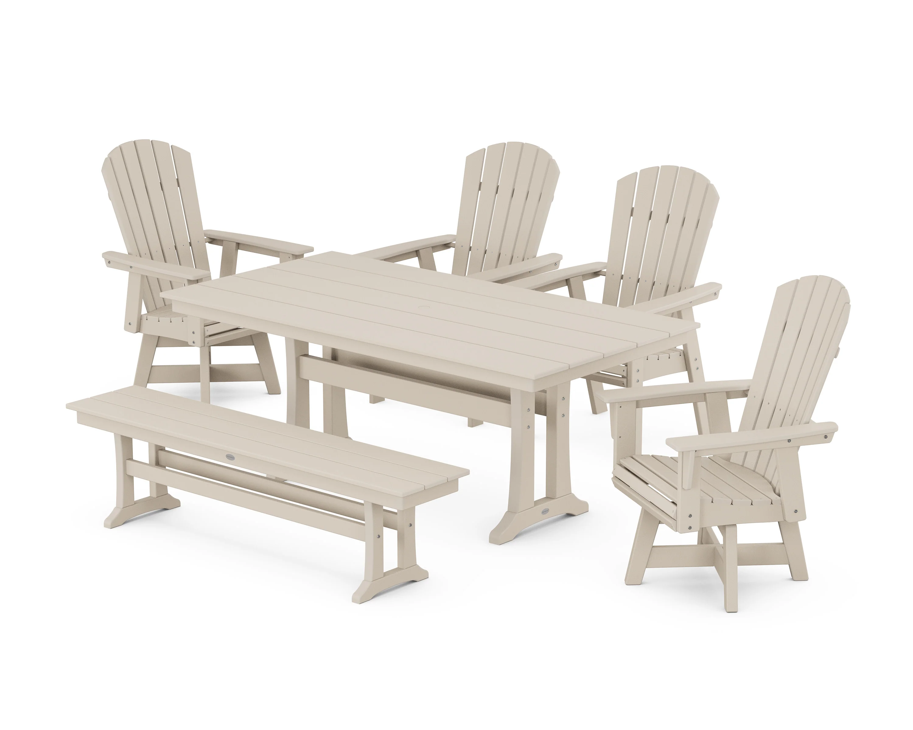 Nautical Adirondack Swivel 6-Piece Farmhouse Dining Set With Trestle Legs - Image 11
